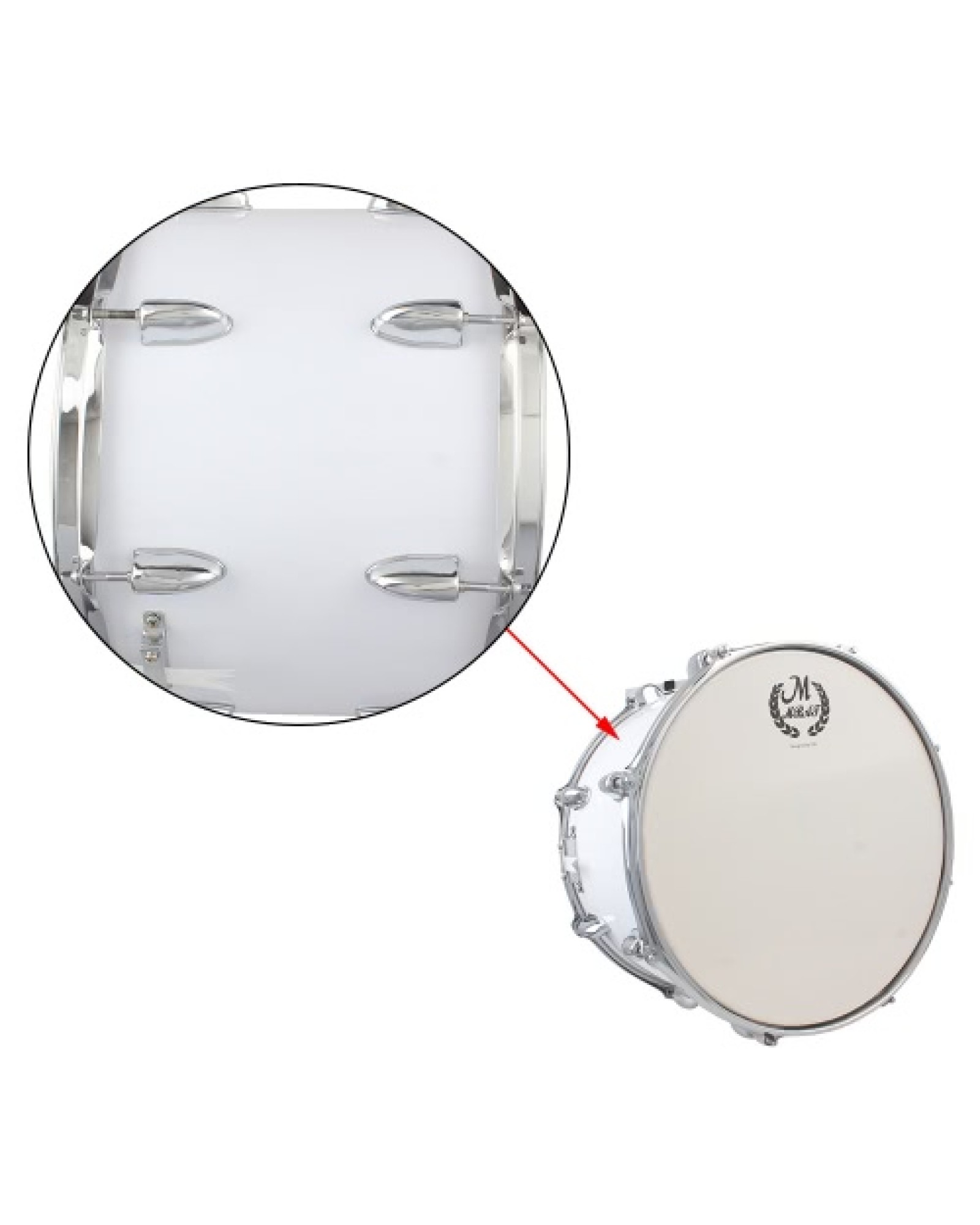 14in Marching Drum Stainless Steel &amp; Maple Wood Body PVC Drumhead with Sticks Shoulder Strap Key for Student Professional Dr