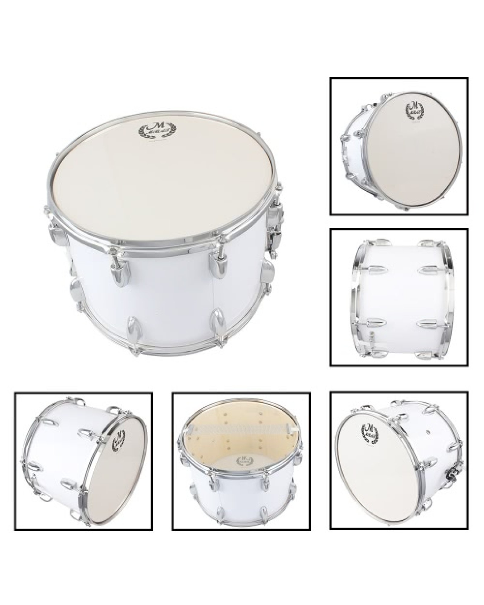 14in Marching Drum Stainless Steel &amp; Maple Wood Body PVC Drumhead with Sticks Shoulder Strap Key for Student Professional Dr