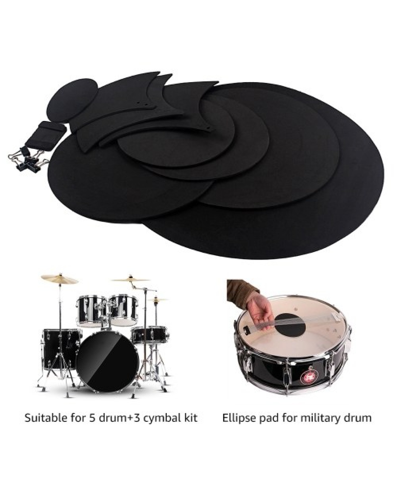 Cymbal Drum Mute Pads Drum Mute Pad Mat Drum Head Pad &amp; Sound Off Blocks Belt Mat