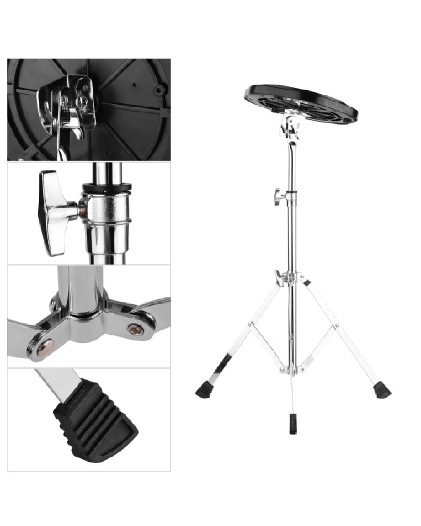 8 Inch Dumb Silent Drum Set Percussion Instrument 8mm Screw Connector 79-120cm Adjustable Height