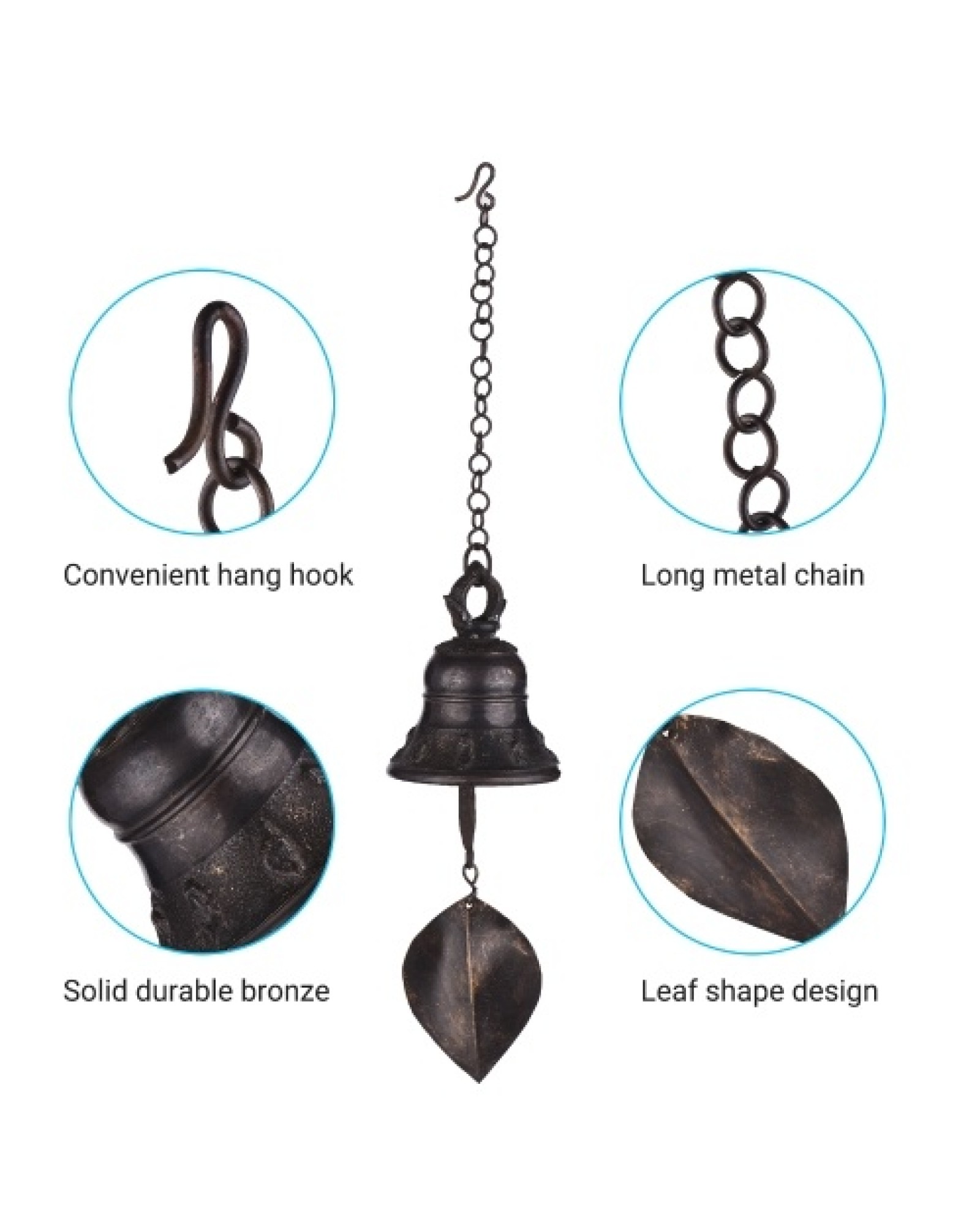 Wind Bell Vintage Style Hanging Chime Metal Wind Bell with Hanging Loop for Home Garden Yard Decor (6.5cm Diameter)