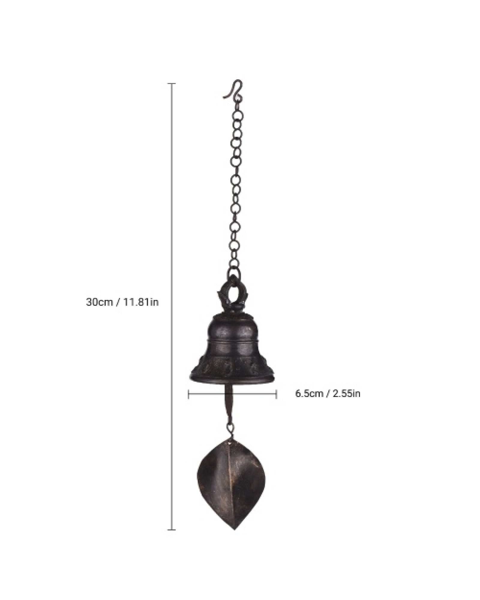 Wind Bell Vintage Style Hanging Chime Metal Wind Bell with Hanging Loop for Home Garden Yard Decor (6.5cm Diameter)