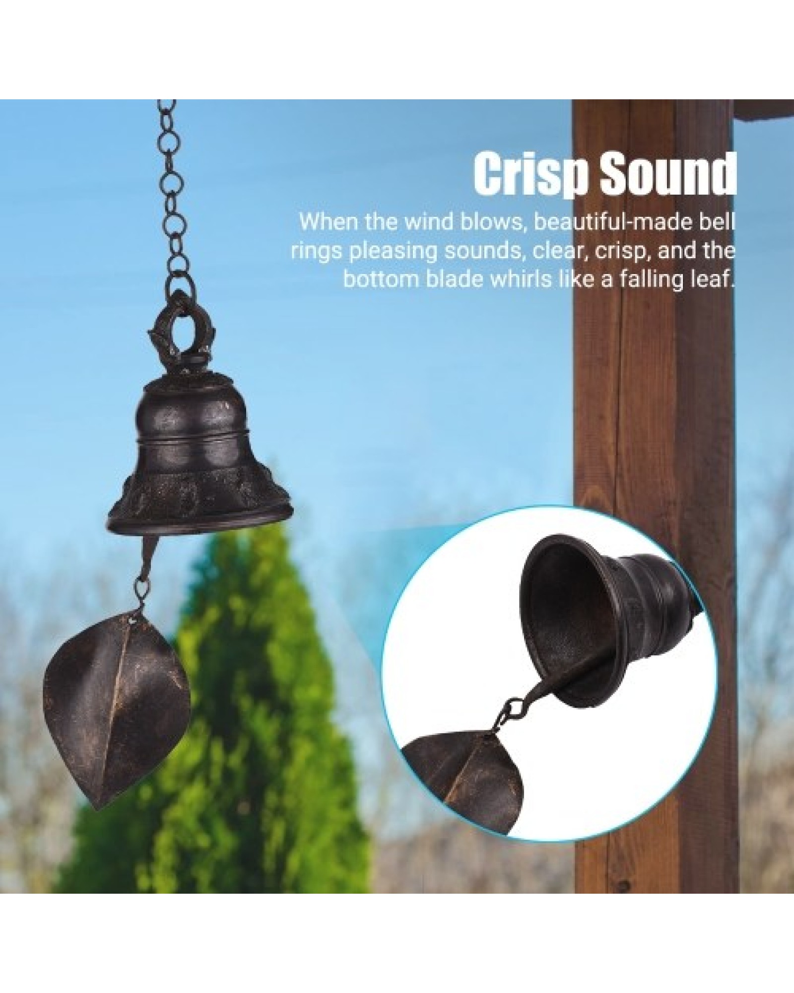 Wind Bell Vintage Style Hanging Chime Metal Wind Bell with Hanging Loop for Home Garden Yard Decor (6.5cm Diameter)