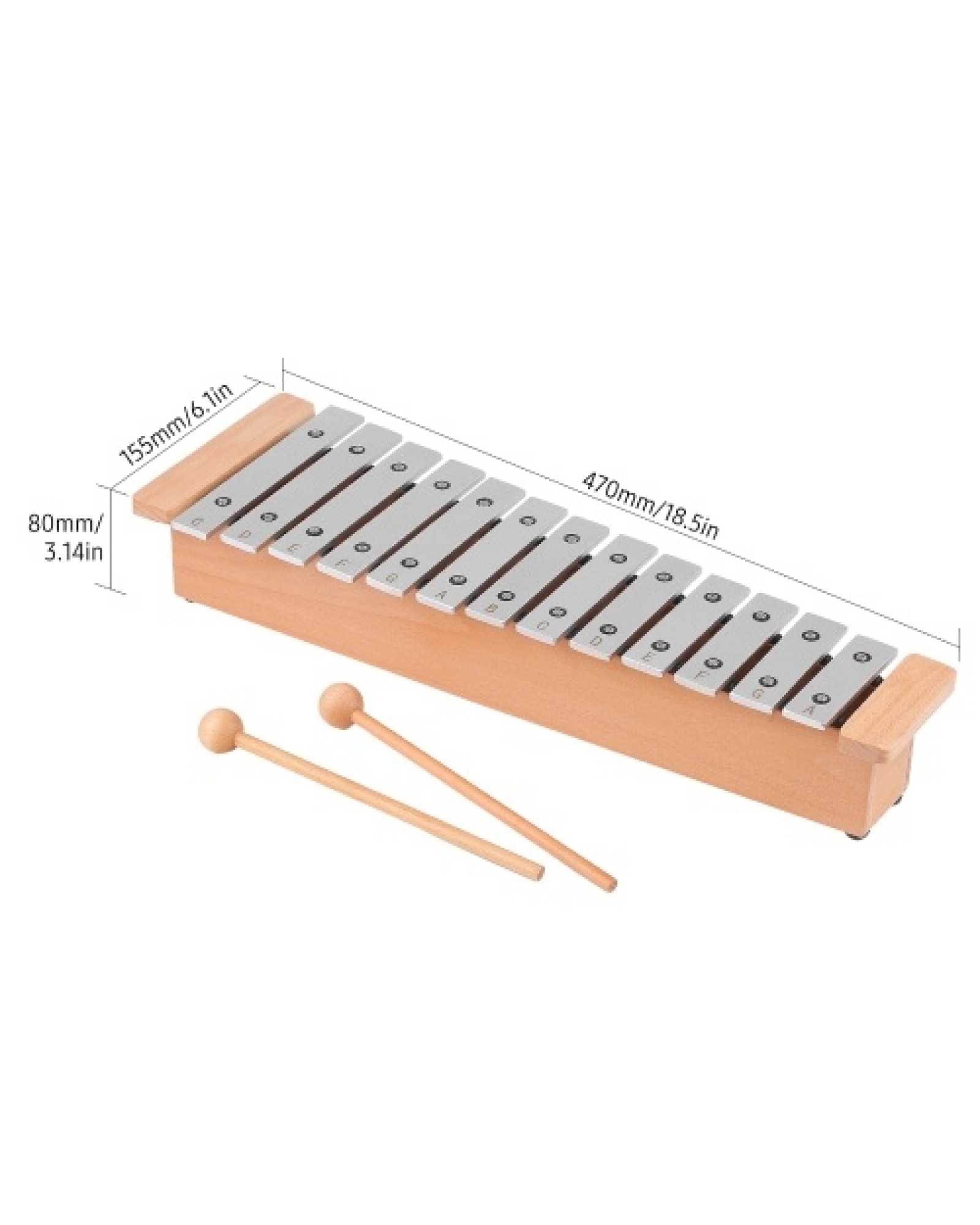 13-Note Glockenspiel Portable Aluminum Piano Xylophone Percussion Instrument Musical Instrument with Wooden Sticks