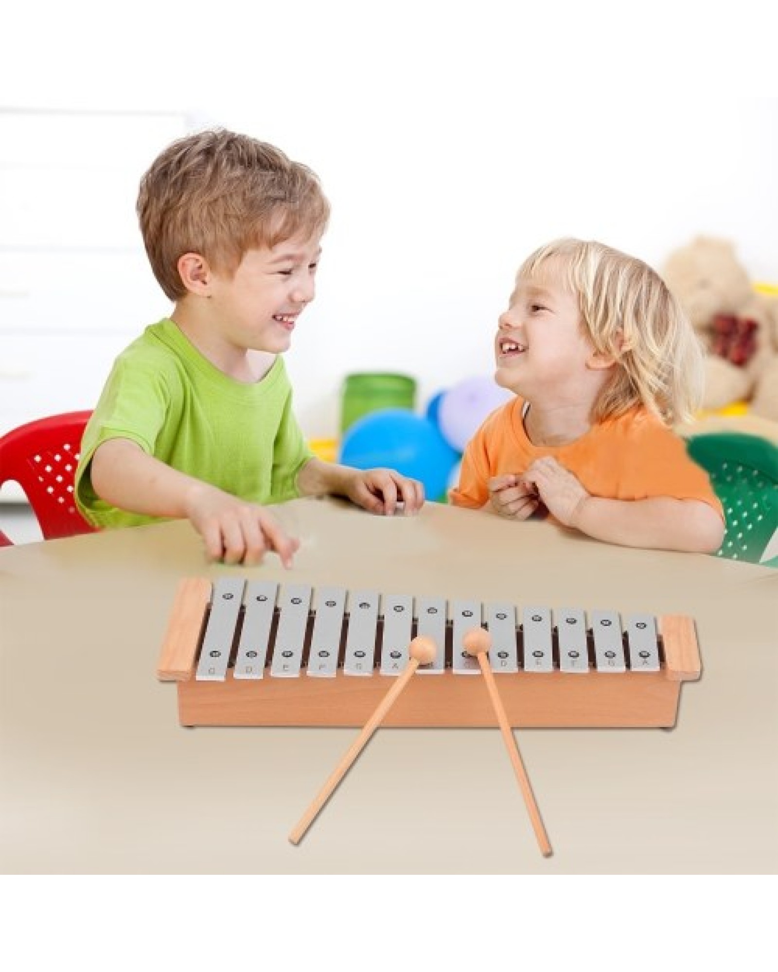 13-Note Glockenspiel Portable Aluminum Piano Xylophone Percussion Instrument Musical Instrument with Wooden Sticks