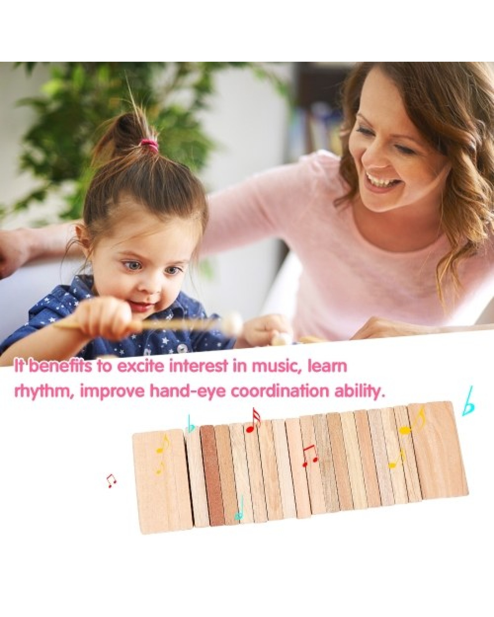 Musical Tooth Wood Wooden Clapper Educational Percussion Musical Instrument