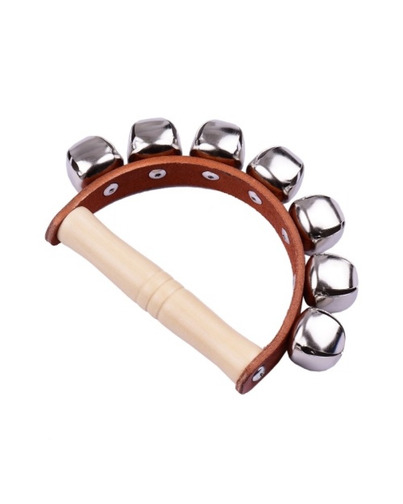 Handbell Hand Bells with 5pcs Jingle Bells Wood Handle Musical Instrument Toy for Music Class