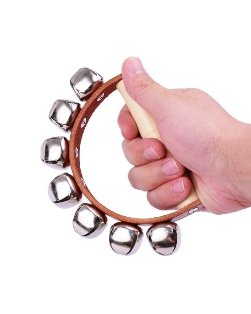Handbell Hand Bells with 5pcs Jingle Bells Wood Handle Musical Instrument Toy for Music Class