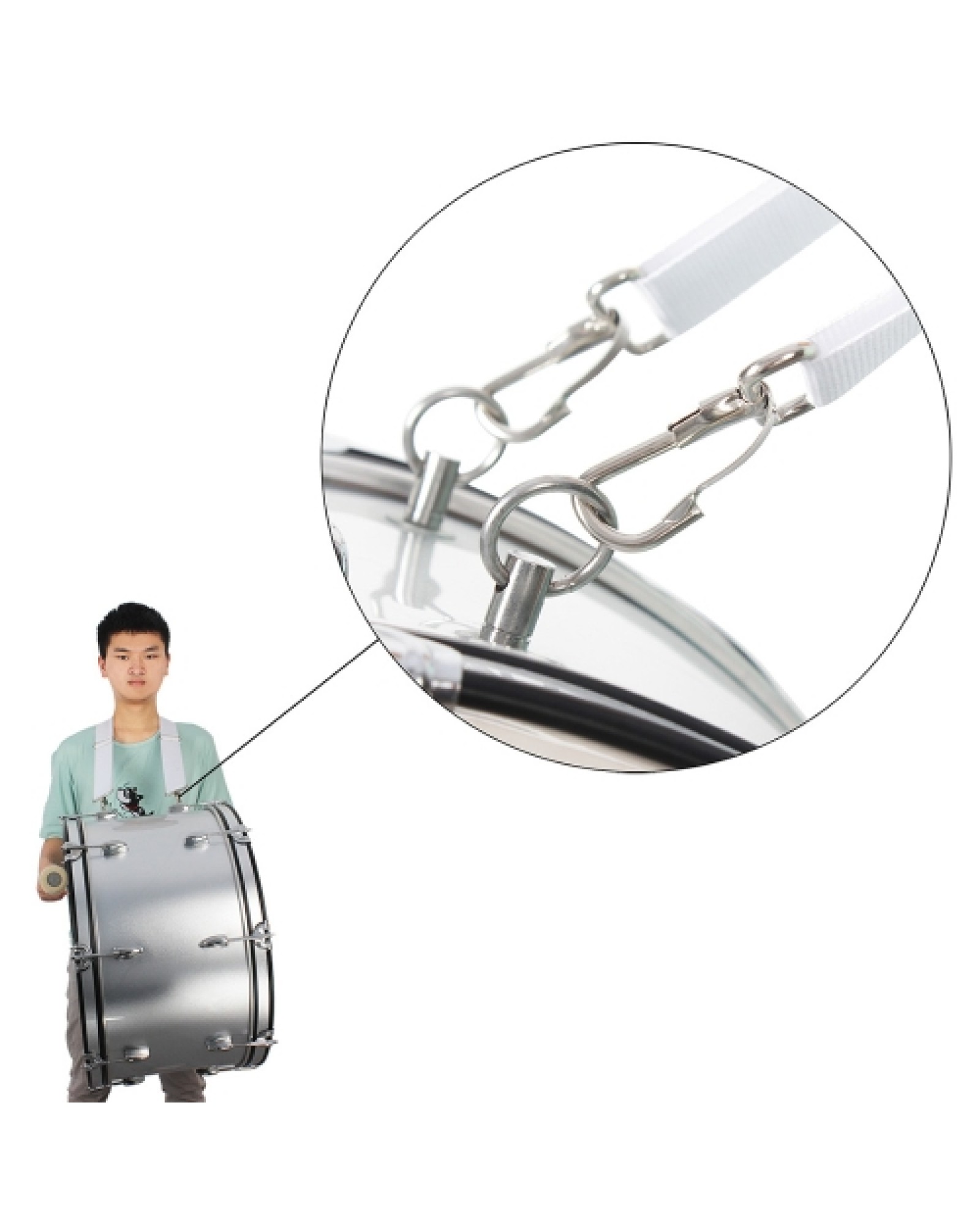 Adjustable Parade Marching Bass Drum Shoulder Strap Sling Nylon Belt Metal Clip Musical Percussion Instrument Parts Accessories