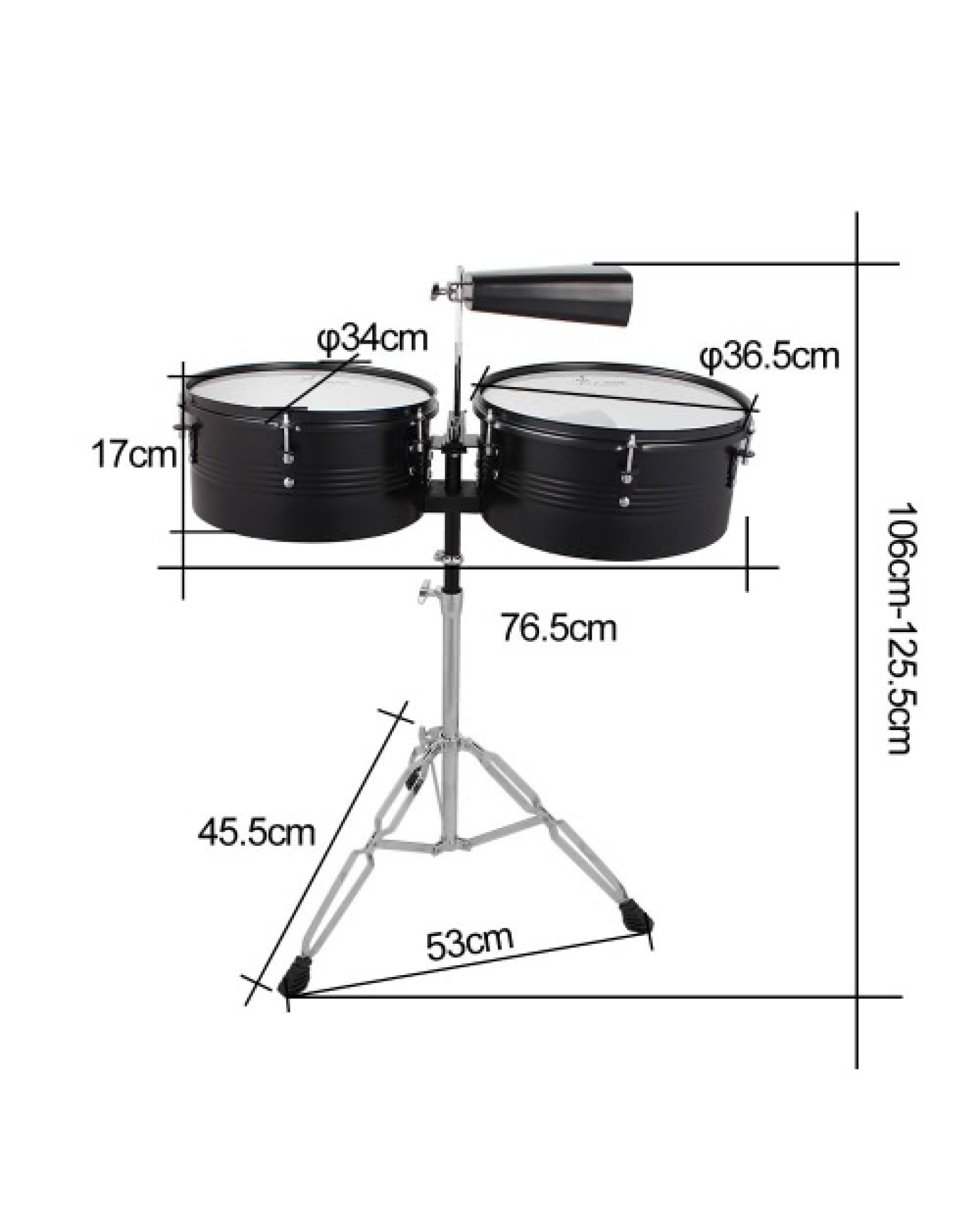 Latin Percussion 13" &amp; 14" Timbales Drum Set with Stand and Cowbell