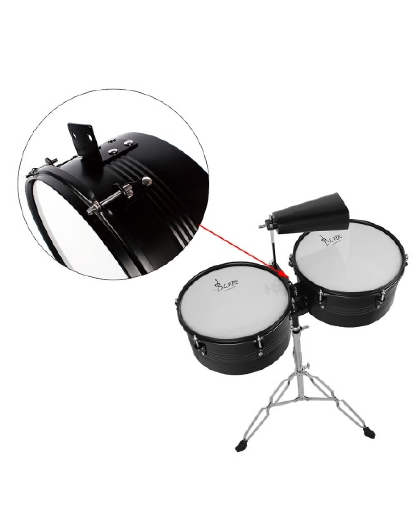 Latin Percussion 13" &amp; 14" Timbales Drum Set with Stand and Cowbell