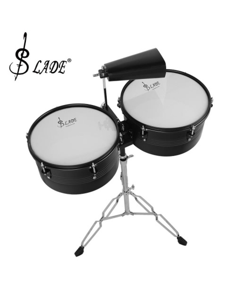 Latin Percussion 13" &amp; 14" Timbales Drum Set with Stand and Cowbell