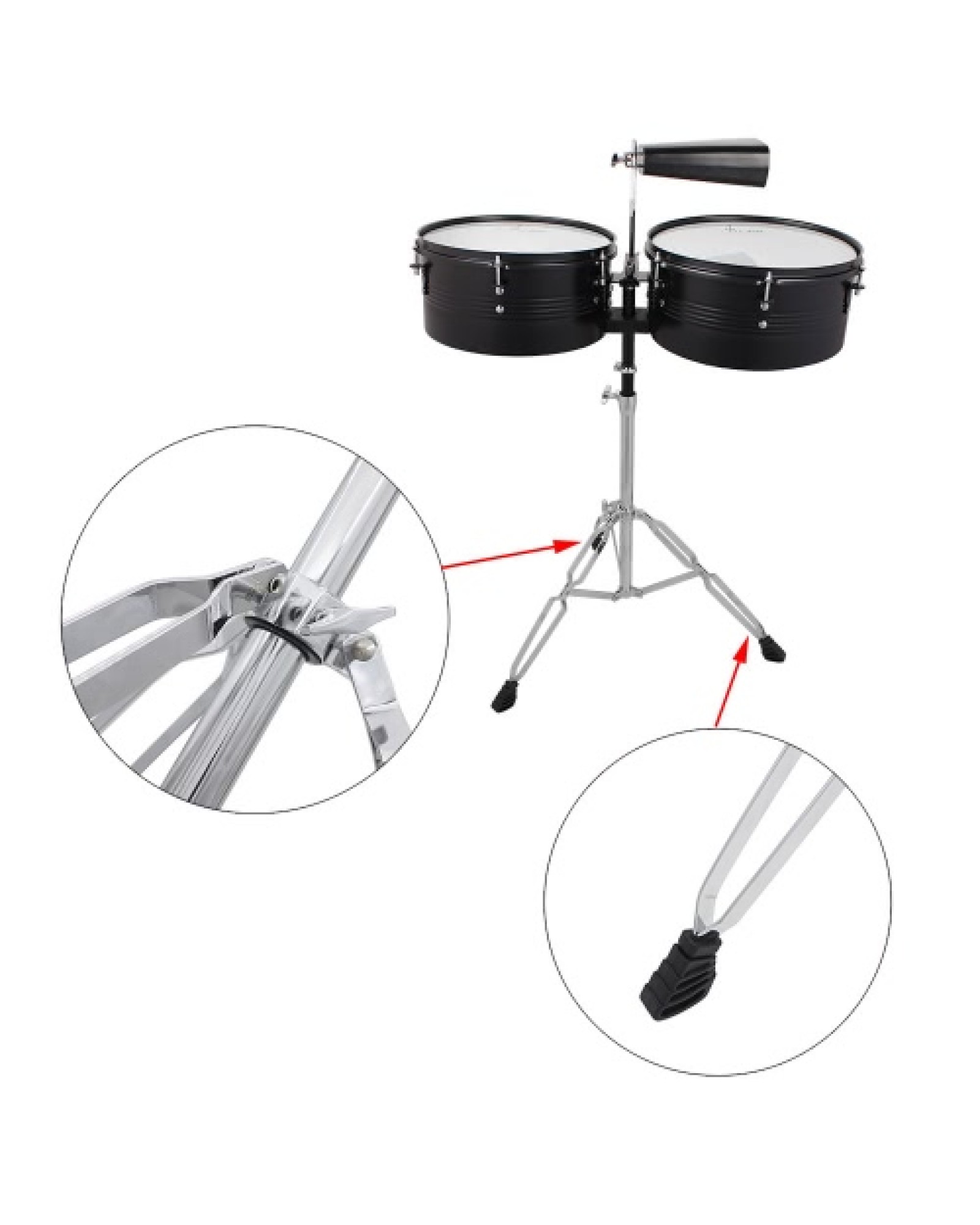 Latin Percussion 13" &amp; 14" Timbales Drum Set with Stand and Cowbell