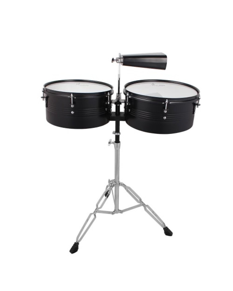 Latin Percussion 13" &amp; 14" Timbales Drum Set with Stand and Cowbell