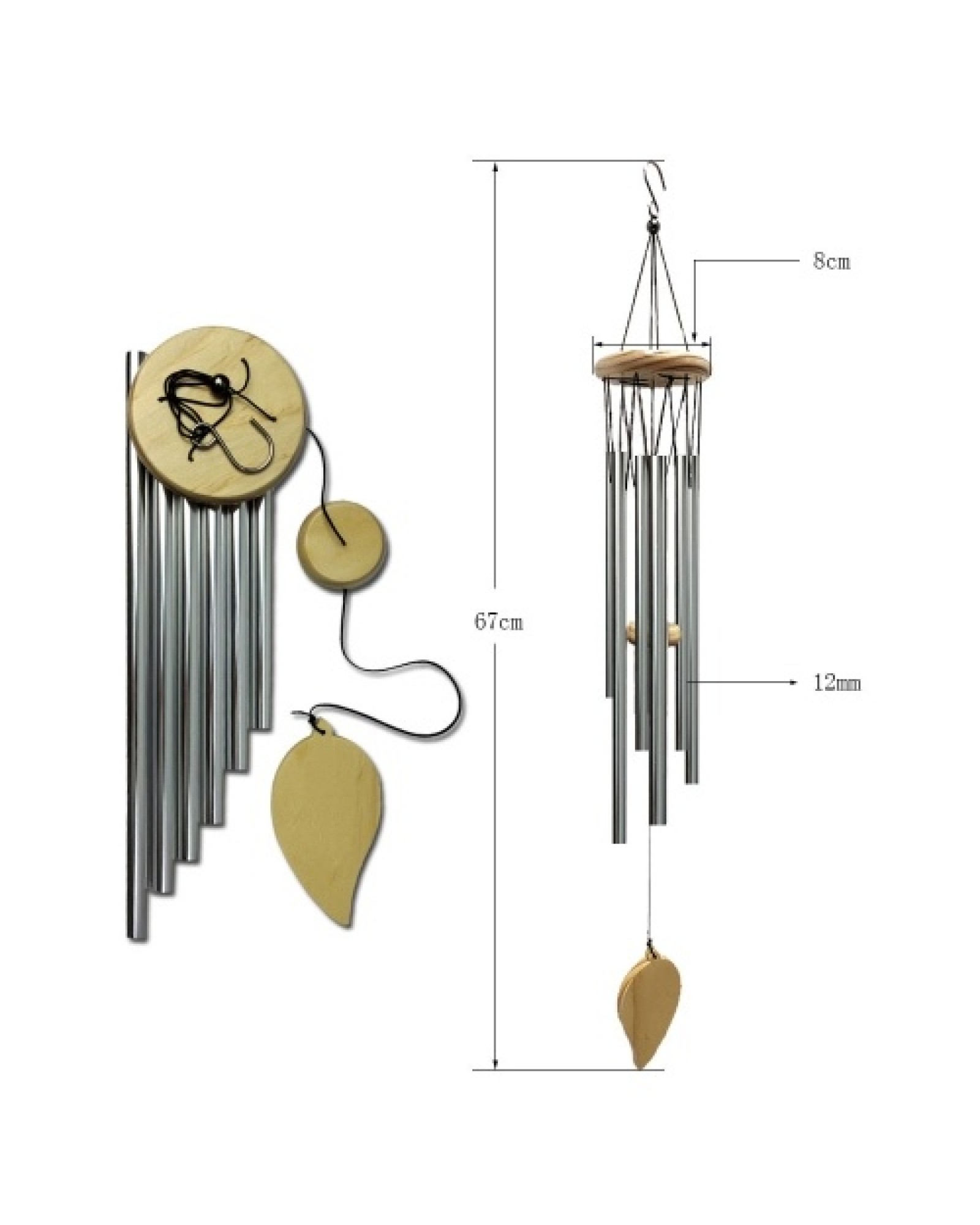 Wind Chimes 6pcs Aluminum Tubes Chimes Simple European Style Windbells Melodious Soothing Sound for Outdoor Indoor Backyard Deco