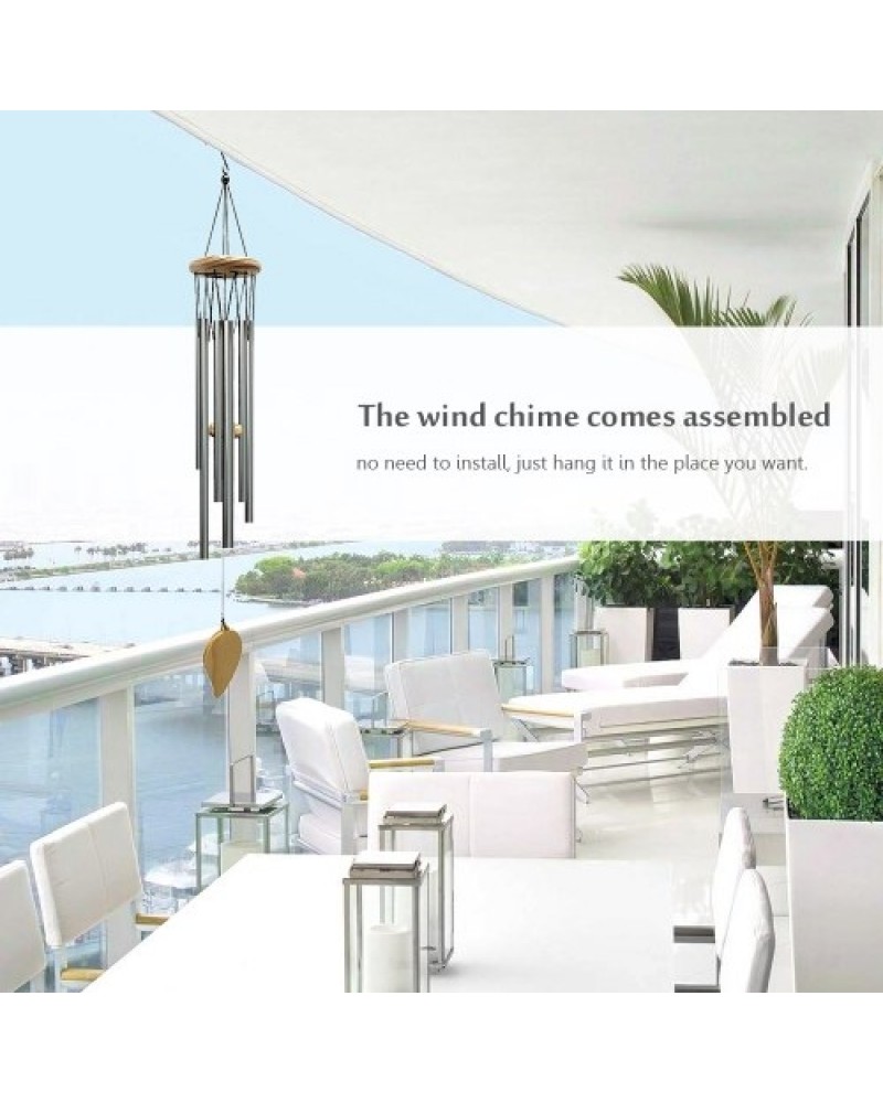 Wind Chimes 6pcs Aluminum Tubes Chimes Simple European Style Windbells Melodious Soothing Sound for Outdoor Indoor Backyard Deco