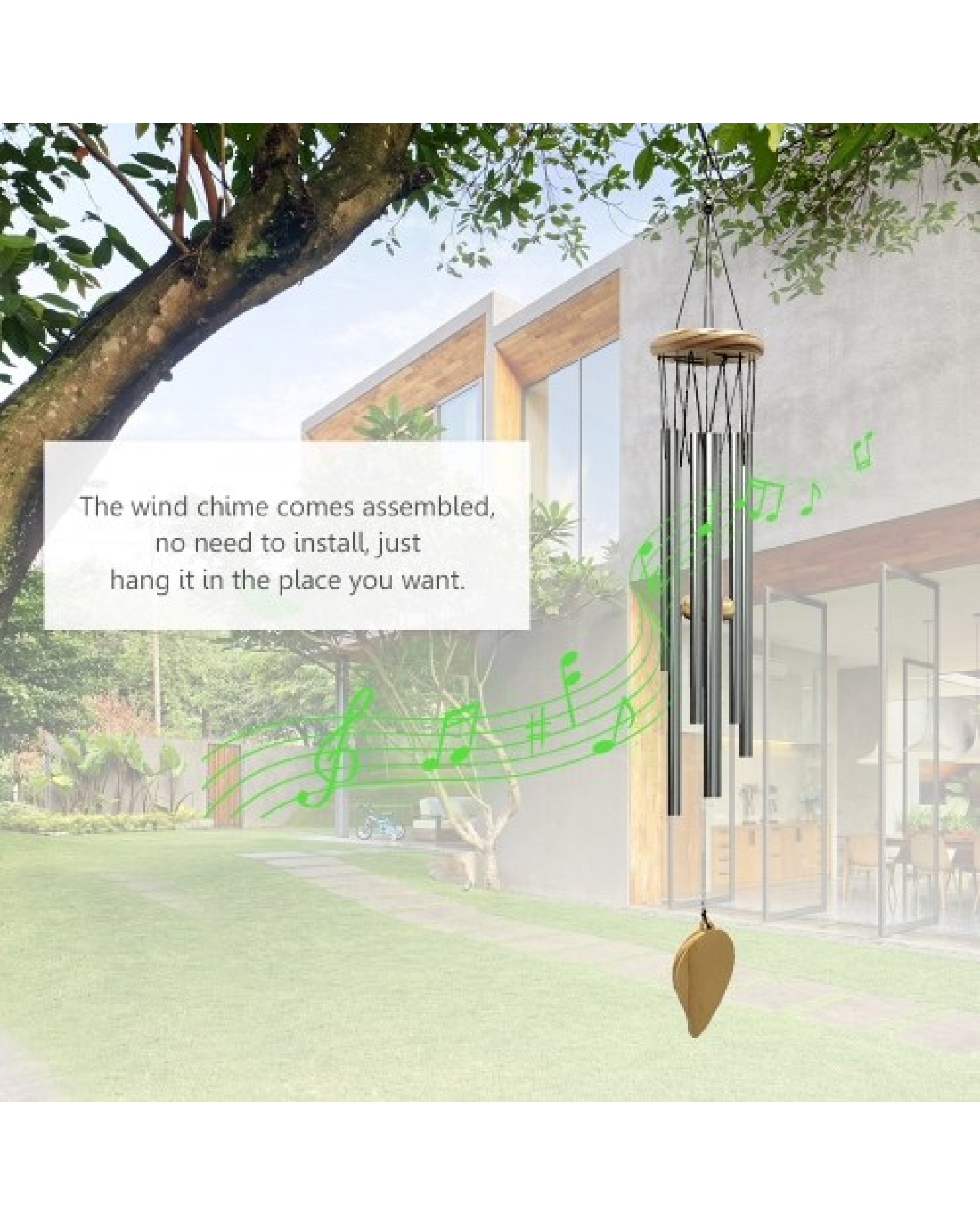 Wind Chimes 6pcs Aluminum Tubes Chimes Simple European Style Windbells Melodious Soothing Sound for Outdoor Indoor Backyard Deco