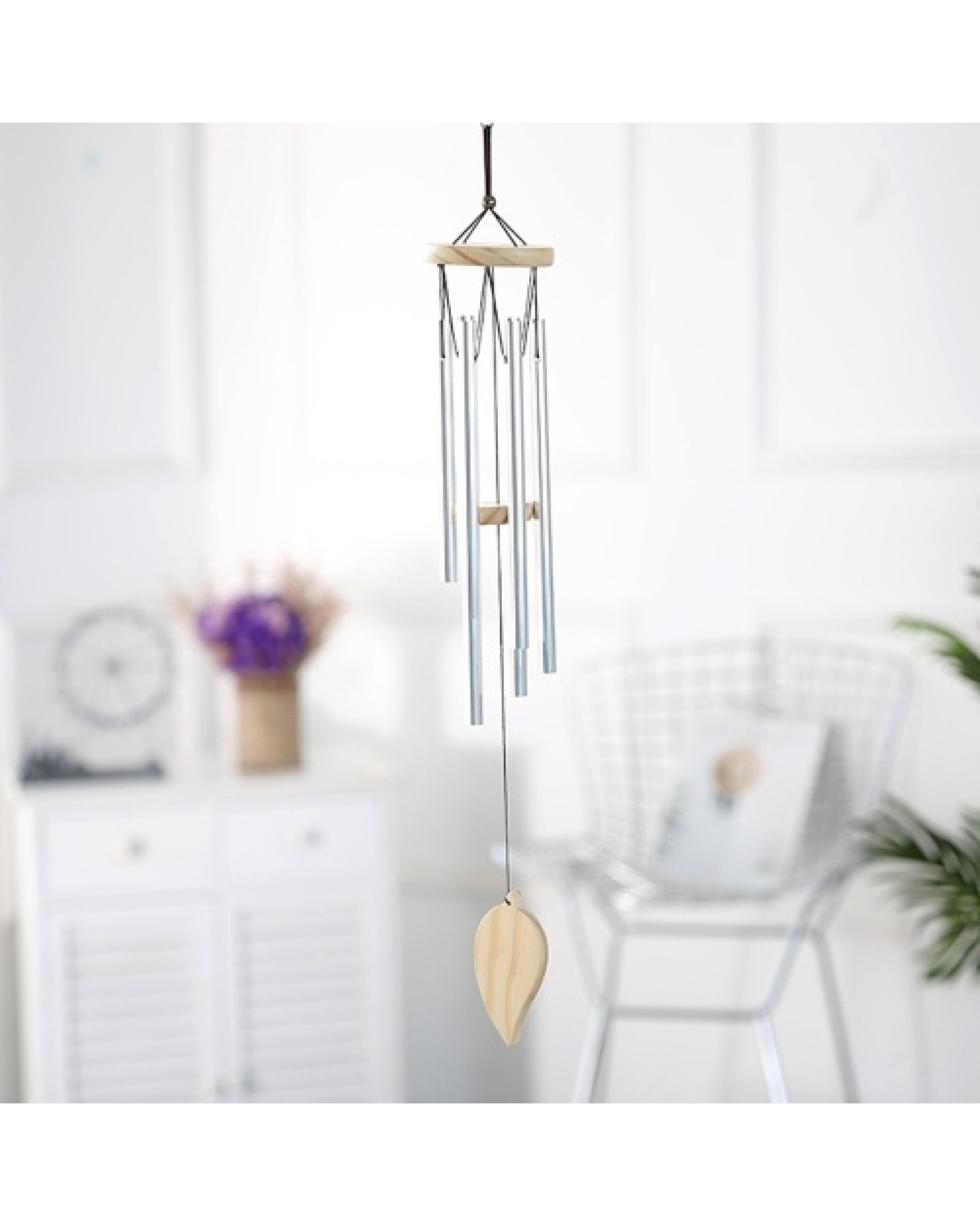 Wind Chimes 6pcs Aluminum Tubes Chimes Simple European Style Windbells Melodious Soothing Sound for Outdoor Indoor Backyard Deco
