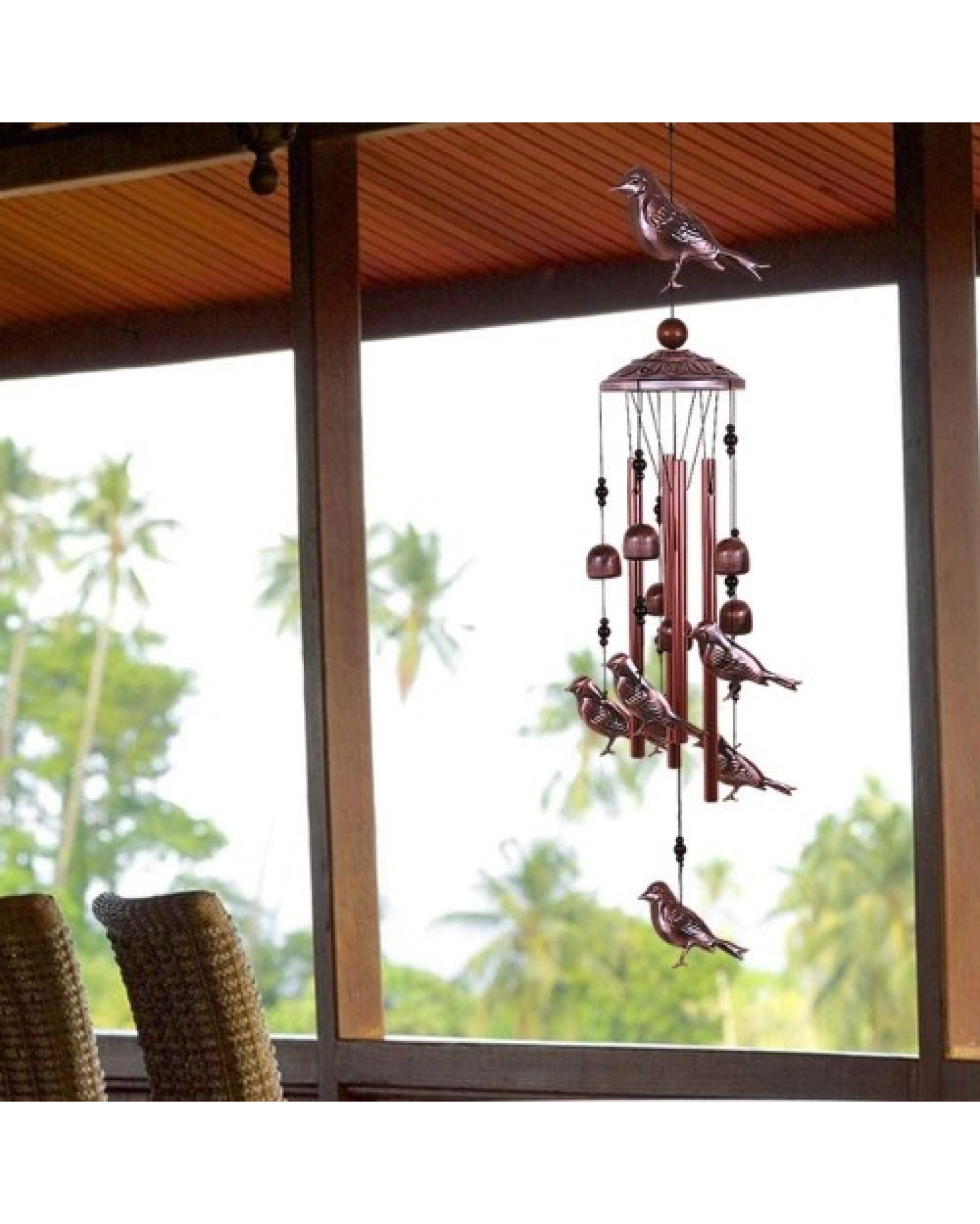 Bird Wind Chimes 4 Aluminum Tubes 6 Bells 7 Birds Windbells for Indoor Outdoor Decoration