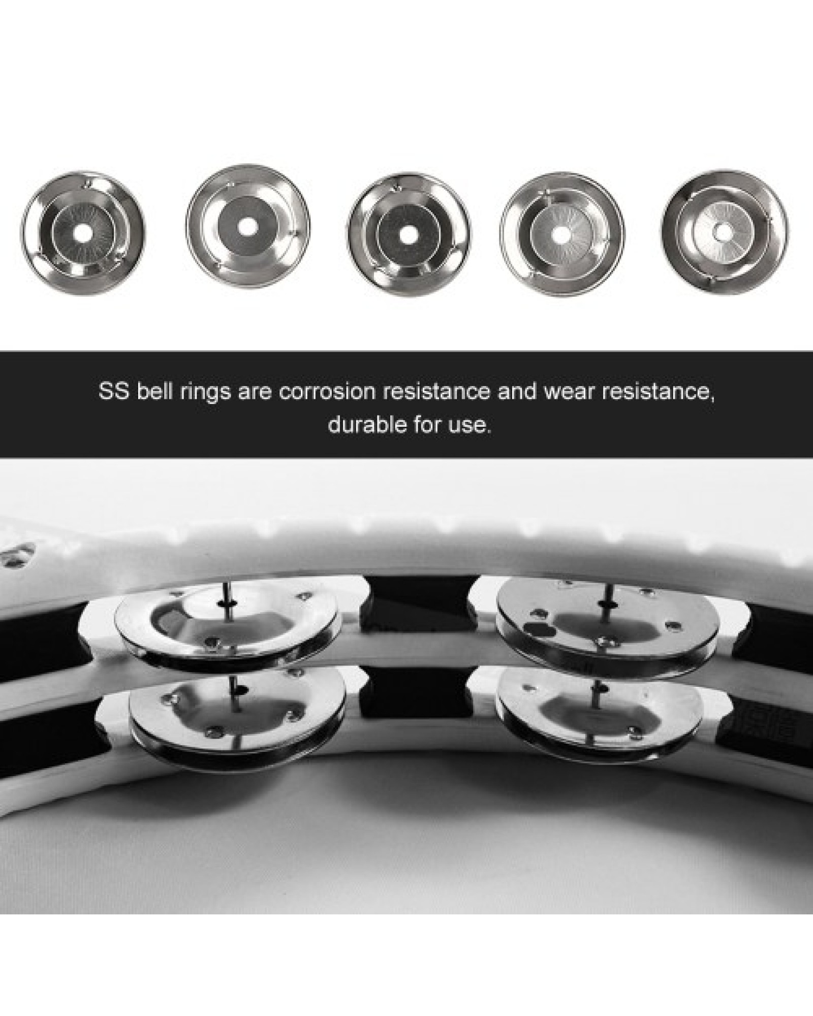 50pcs Tambourine Bell Ring Jingle Bell Stainless Steel for Handbell Tambourine Church Tambourines