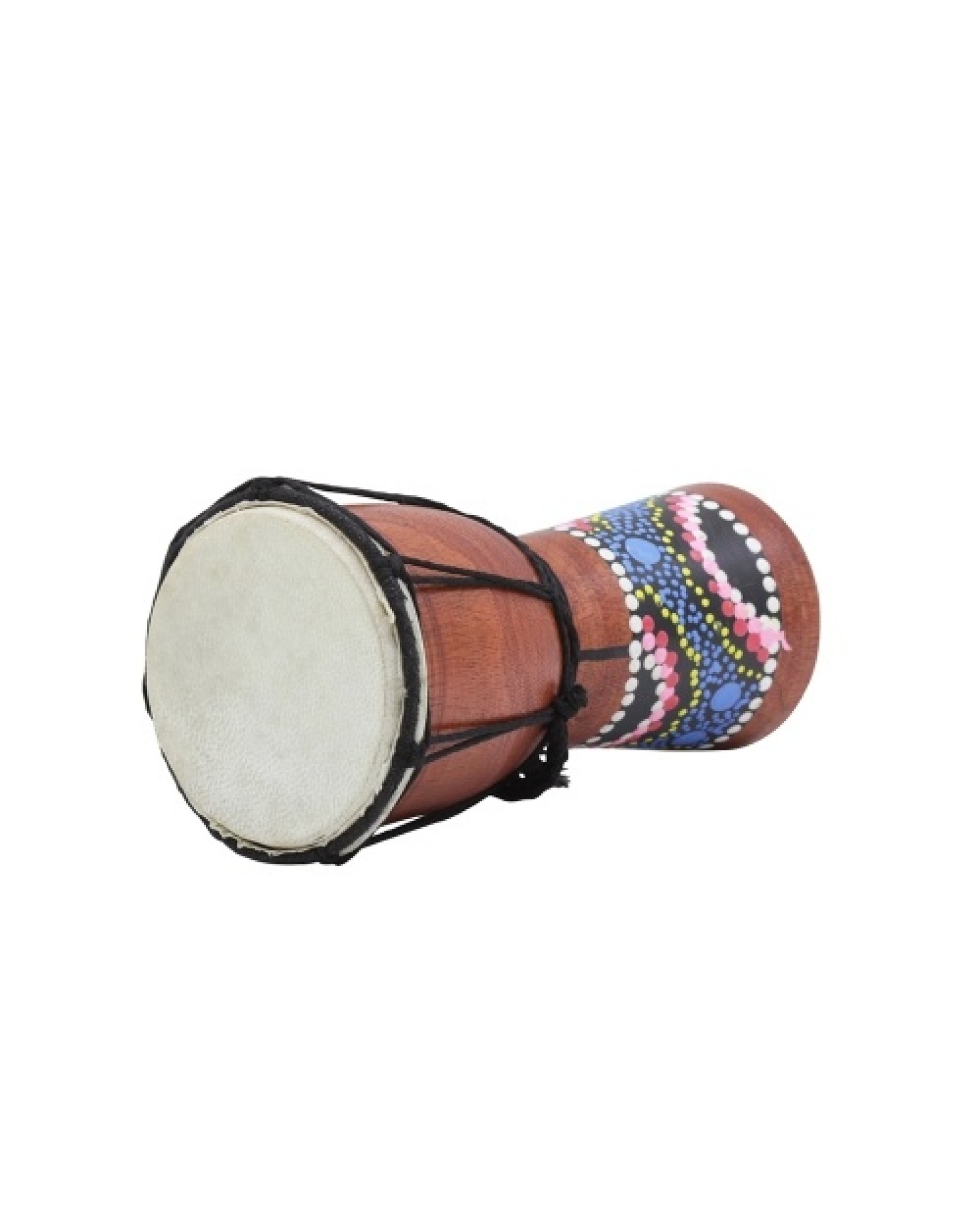 4 Inch Compact Size Wooden African Drum Djembe Bongo Hand Drum Percussion Musical Instrument with Colorful Pattern (Patterns Ran