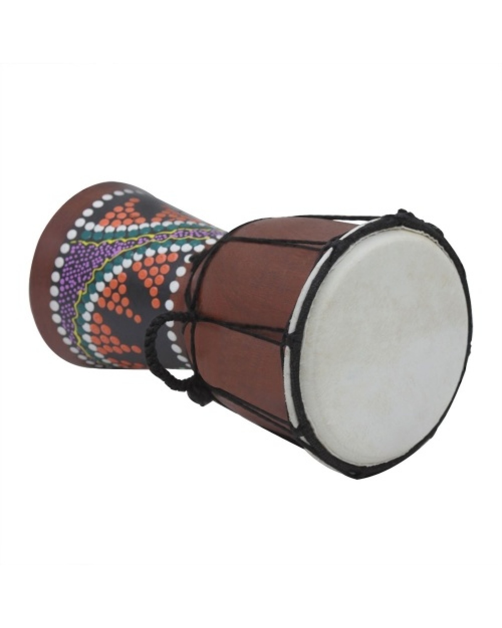 4 Inch Compact Size Wooden African Drum Djembe Bongo Hand Drum Percussion Musical Instrument with Colorful Pattern (Patterns Ran