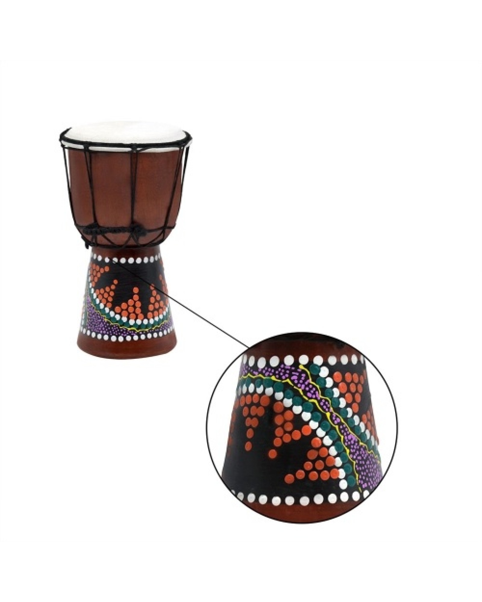 4 Inch Compact Size Wooden African Drum Djembe Bongo Hand Drum Percussion Musical Instrument with Colorful Pattern (Patterns Ran