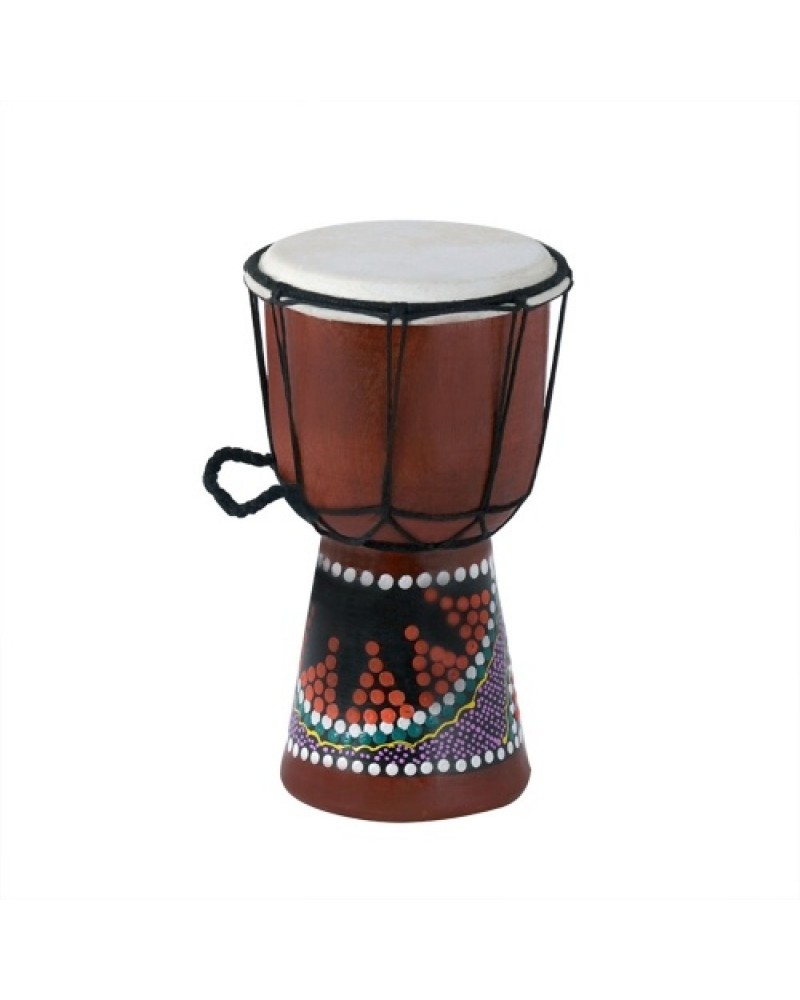4 Inch Compact Size Wooden African Drum Djembe Bongo Hand Drum Percussion Musical Instrument with Colorful Pattern (Patterns Ran