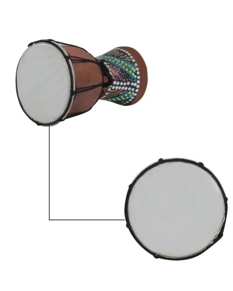 4 Inch Compact Size Wooden African Drum Djembe Bongo Hand Drum Percussion Musical Instrument with Colorful Pattern (Patterns Ran