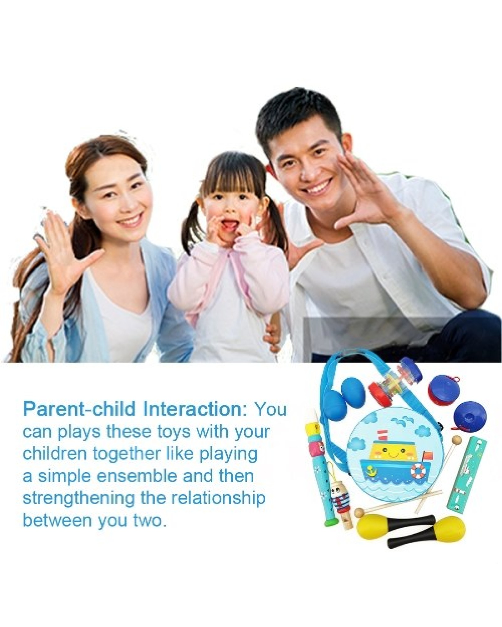 8 PCS Kids Children Musical Instruments Set Early Childhood Educational Music Tool Set Drum Clarinet Whistles Rain Sounder Harmo