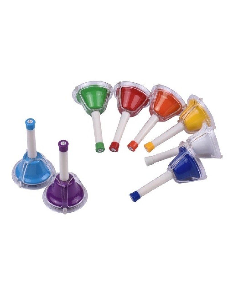 8 Note Diatonic Metal Bell Colorful Handbell Hand Percussion Bells Kit Musical Toy for Kids Children for Musical Learning Teachi