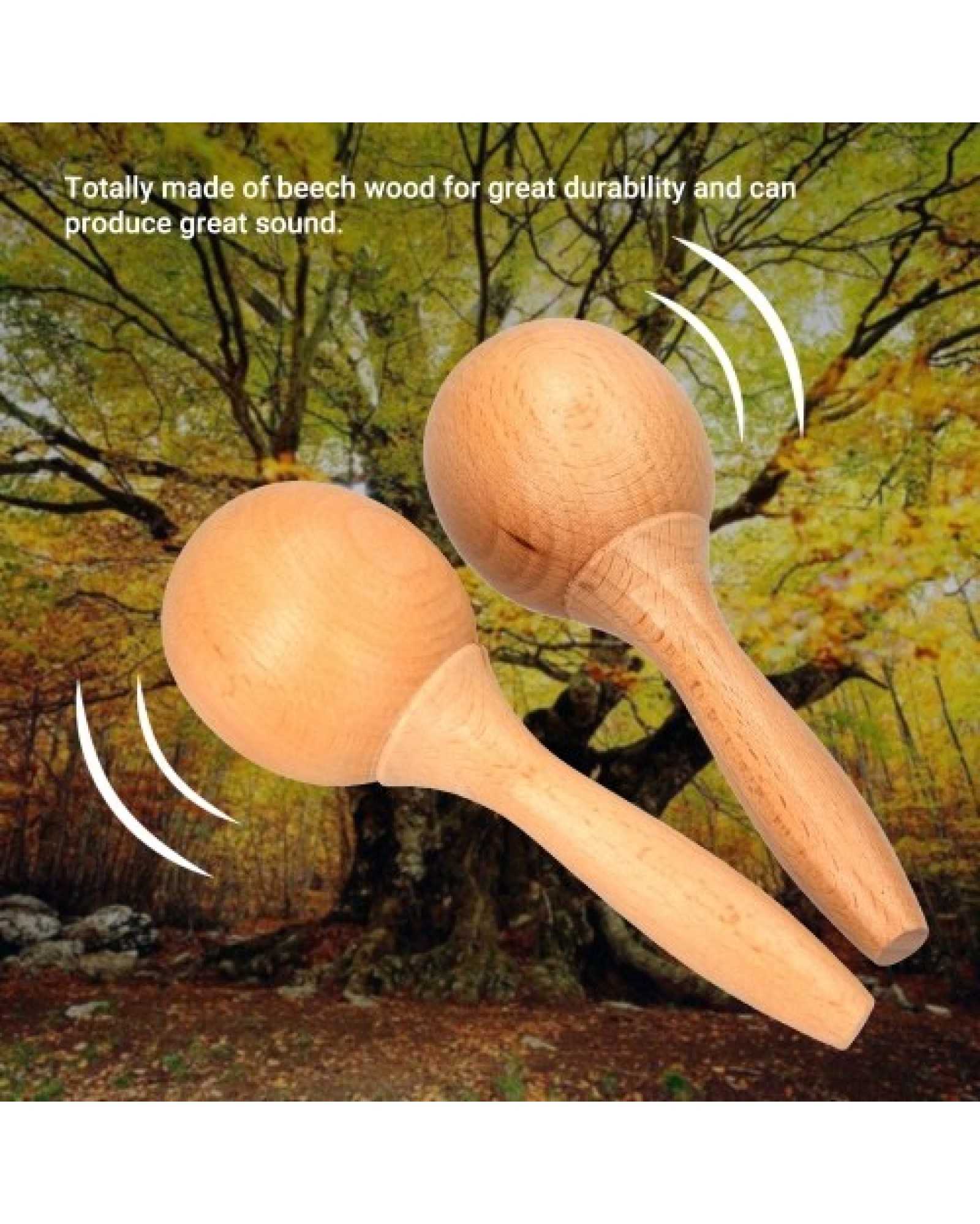 Beech Maraca Rumba Shaker Rattles Percussion Instrument Wooden Maraca Pair Percussion Maraca for Kids Children Musical Instrumen