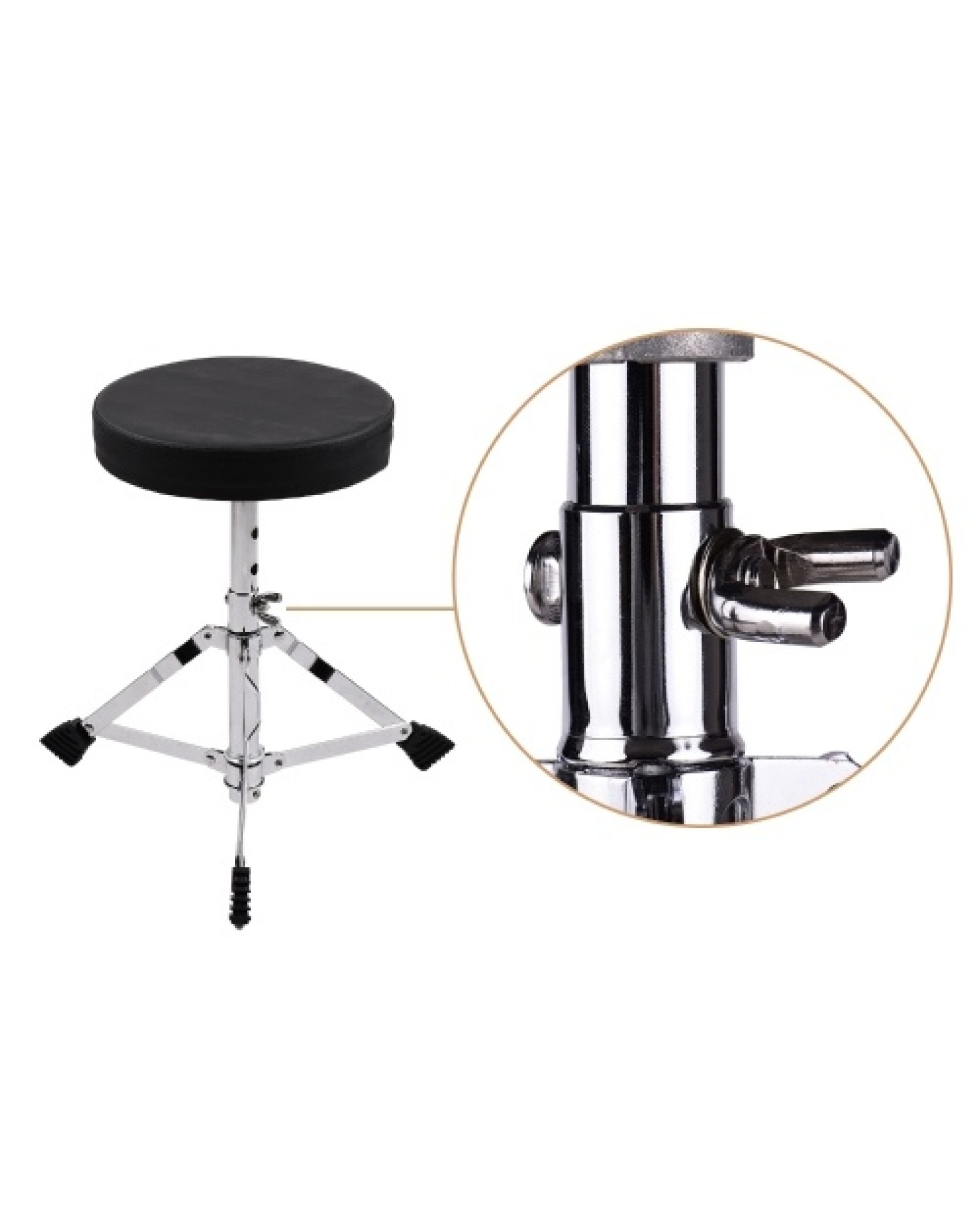 Juniors Drum Throne Round Padded Drum Seat Stool Single-braced Stainless Steel Legs Anti-slip