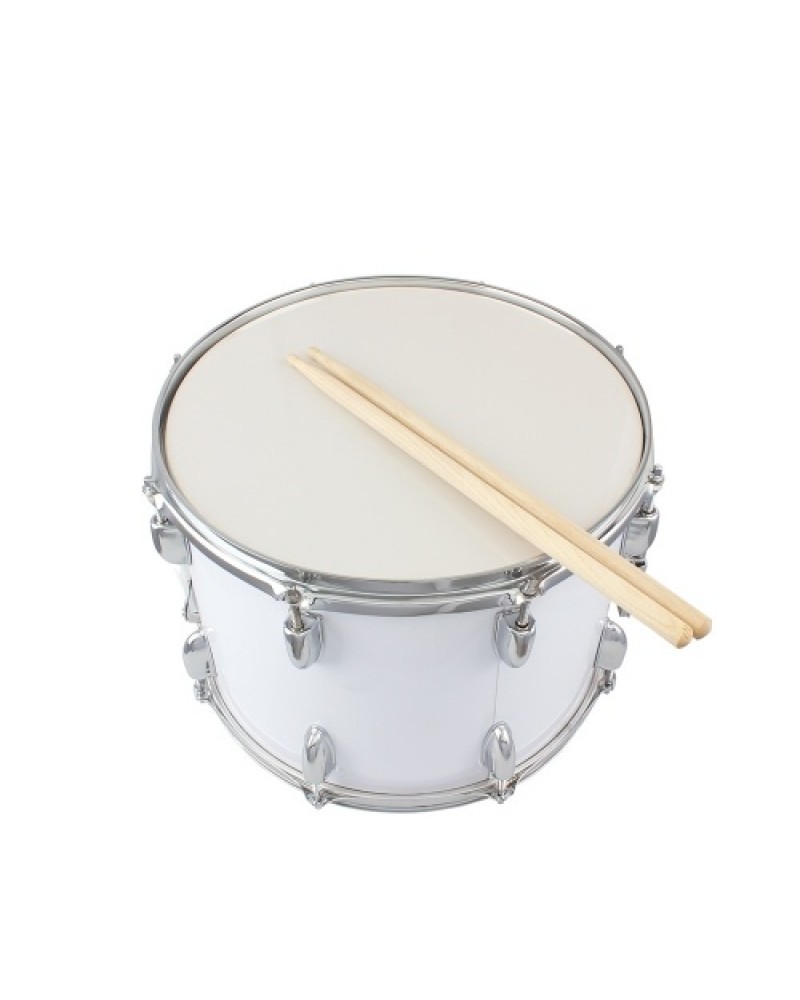 14 x10 inches Marching Drum   Drumsticks   Key   Strap White