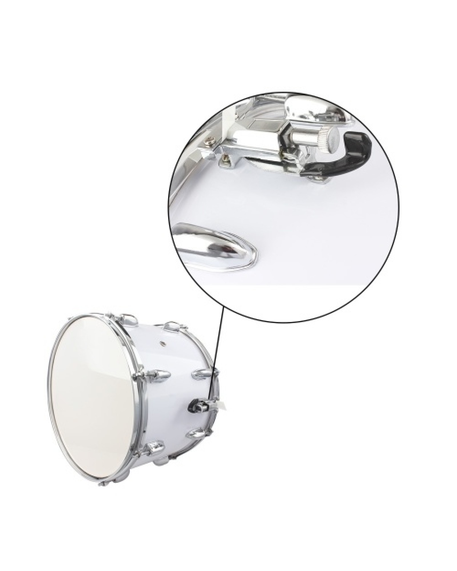 14 x10 inches Marching Drum   Drumsticks   Key   Strap White