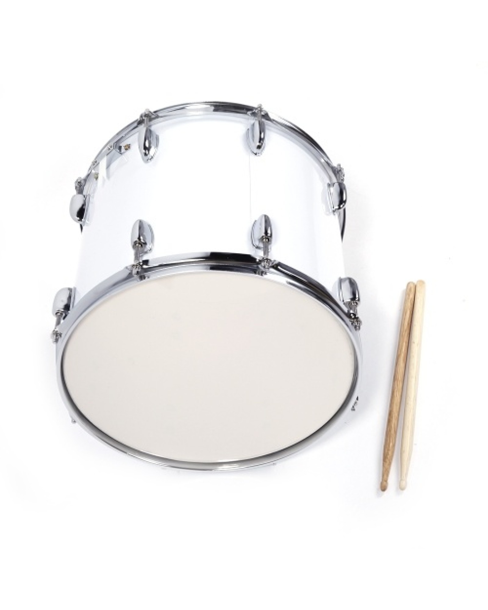 14 x10 inches Marching Drum   Drumsticks   Key   Strap White