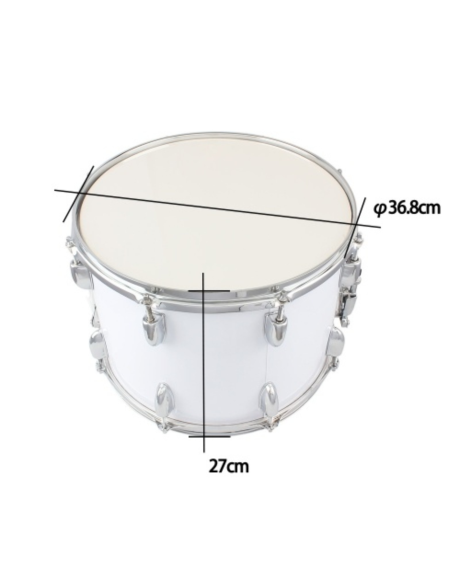 14 x10 inches Marching Drum   Drumsticks   Key   Strap White