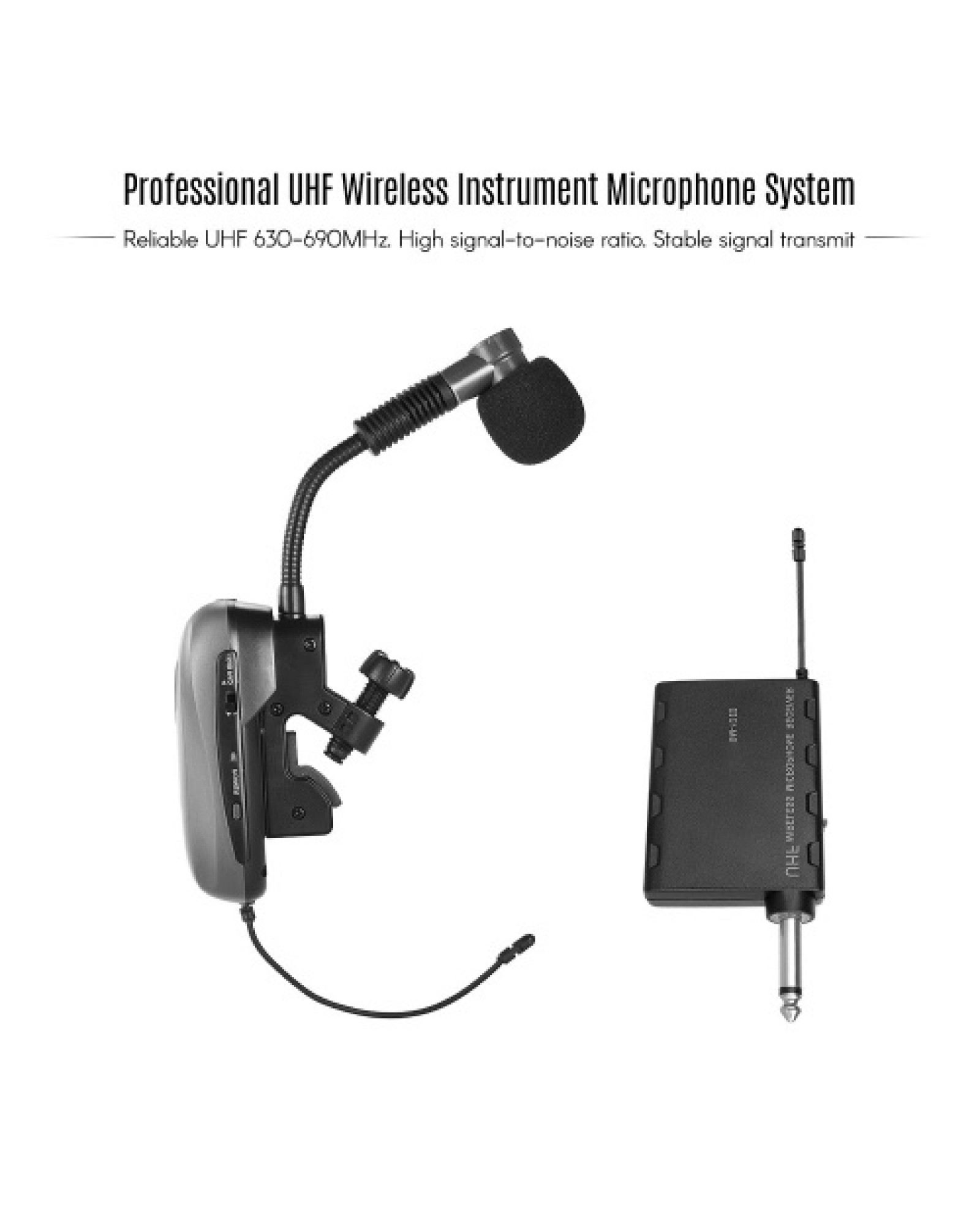 Baomic BM-12/V2 Professional UHF Wireless Instrument Microphone System Receiver &amp; Transmitter