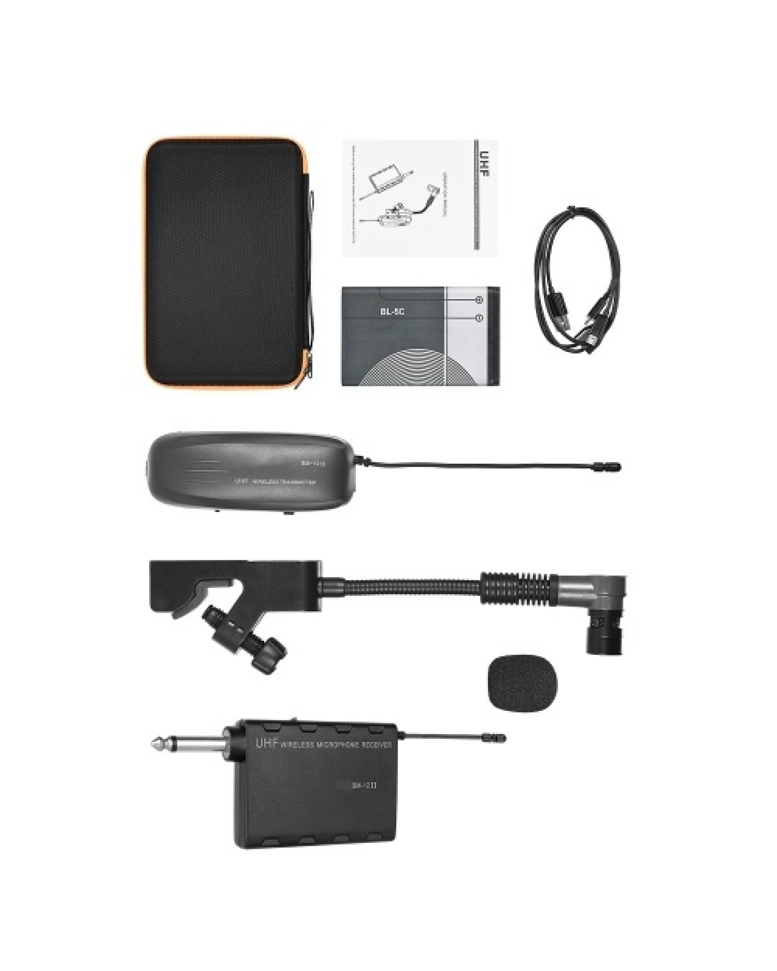 Baomic BM-12/V2 Professional UHF Wireless Instrument Microphone System Receiver &amp; Transmitter