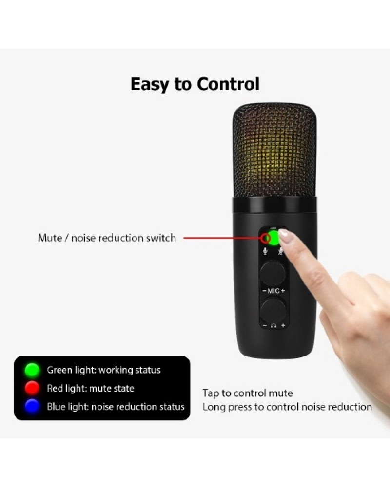 Desktop Microphone Set Cardioid PC Mic Condenser Microphone for Studio Recording Broadcasting Karaoke Singing