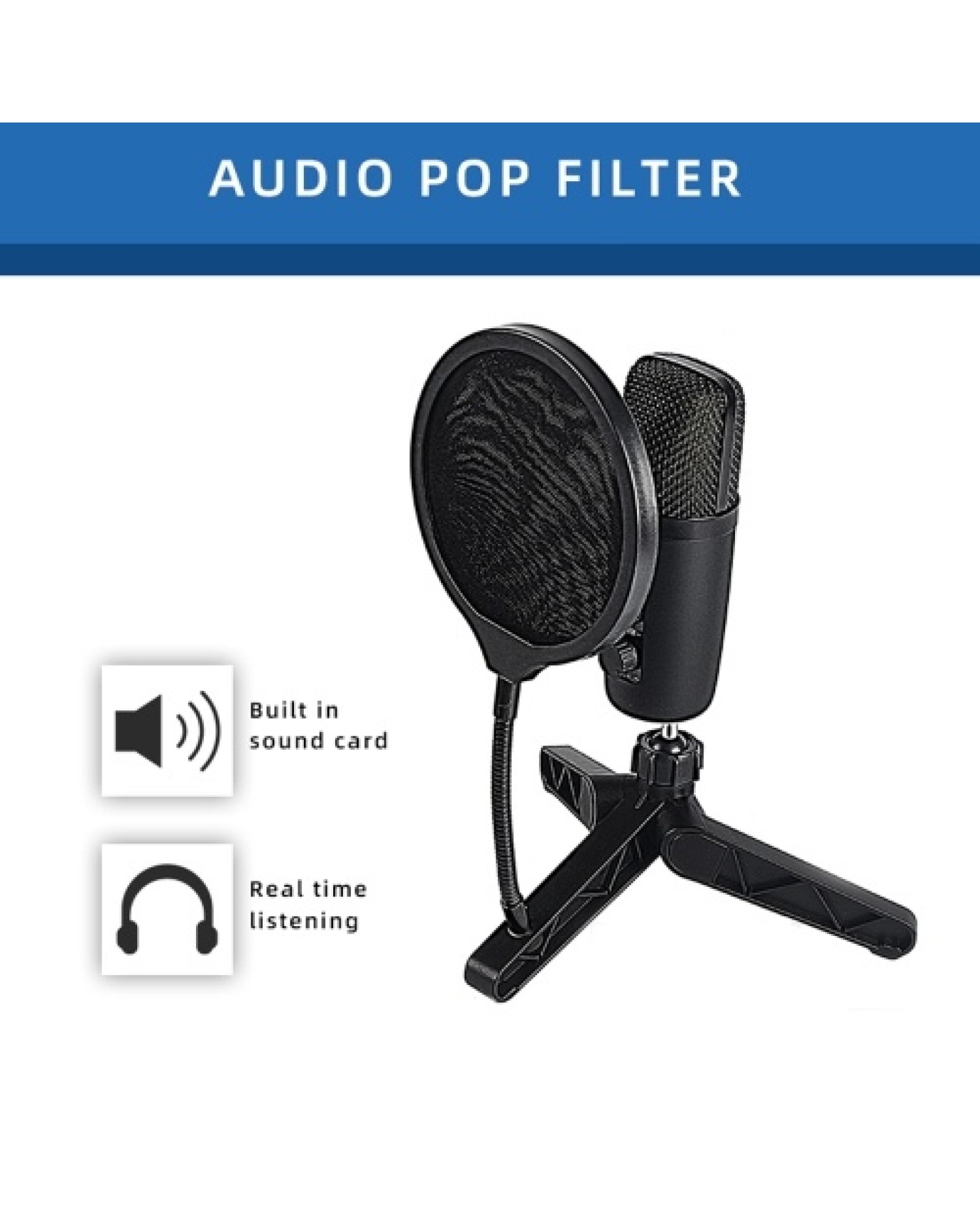 Desktop Microphone Set Cardioid PC Mic Condenser Microphone for Studio Recording Broadcasting Karaoke Singing