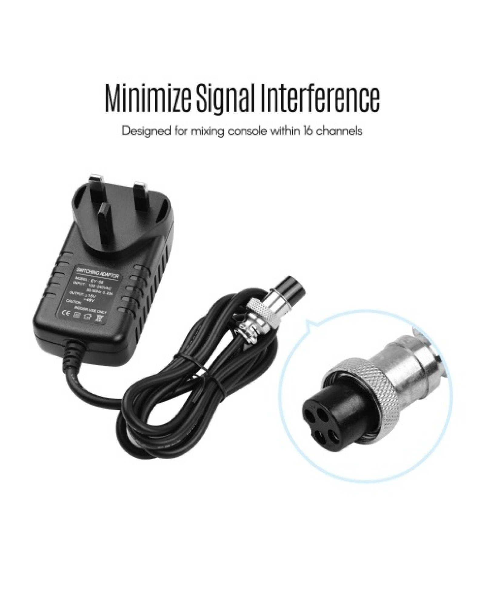 Mixing Console Mixer Power Supply AC Adapter 15V 230mA Universal 4-Pin Round Connector
