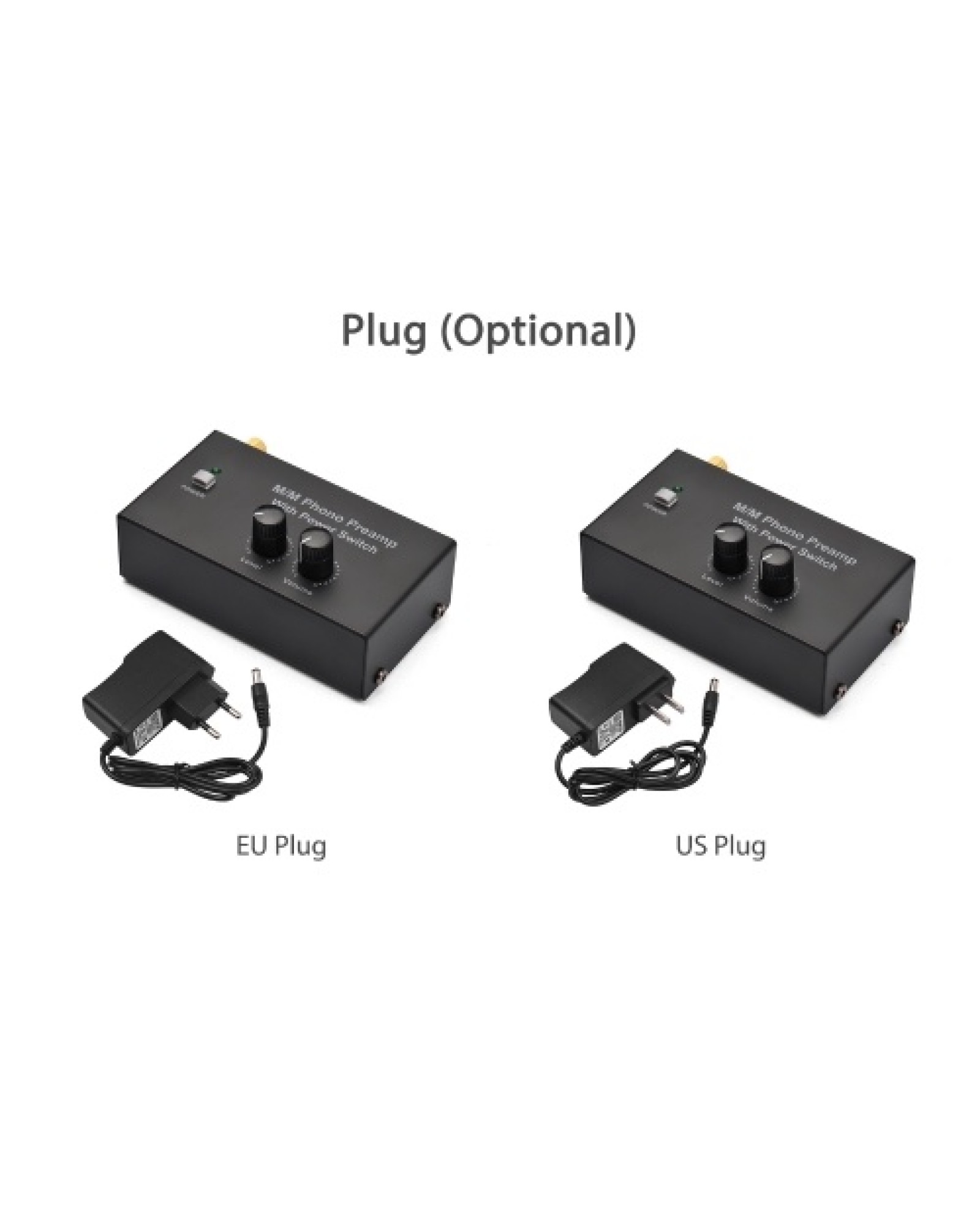 M/M Phono Preamp with Power Switch Ultra-compact Preamplifier with Level &amp; Volume Control RCA Input &amp; Output 1/4 Inch TR