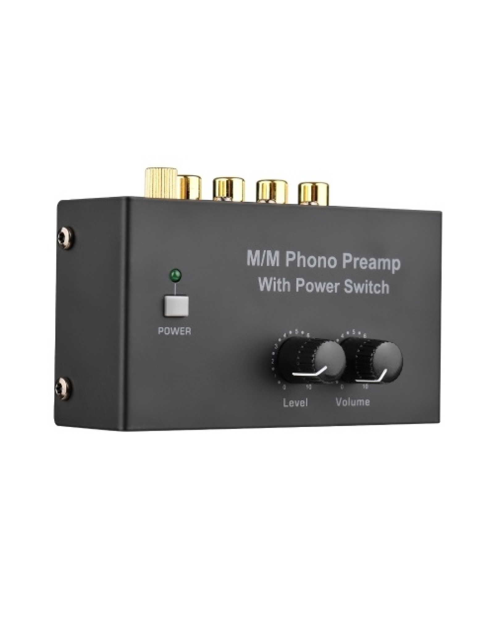 M/M Phono Preamp with Power Switch Ultra-compact Preamplifier with Level &amp; Volume Control RCA Input &amp; Output 1/4 Inch TR