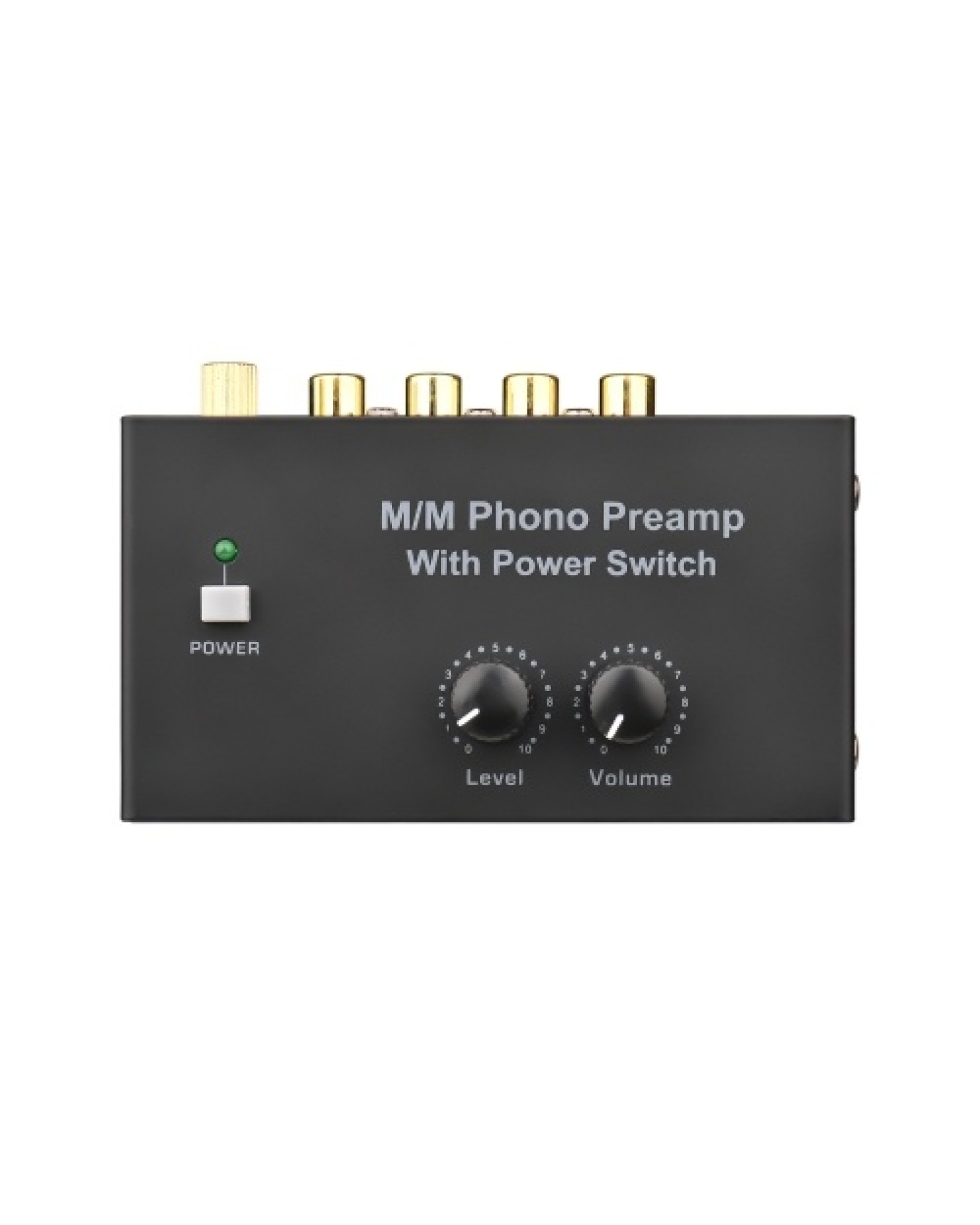 M/M Phono Preamp with Power Switch Ultra-compact Preamplifier with Level &amp; Volume Control RCA Input &amp; Output 1/4 Inch TR
