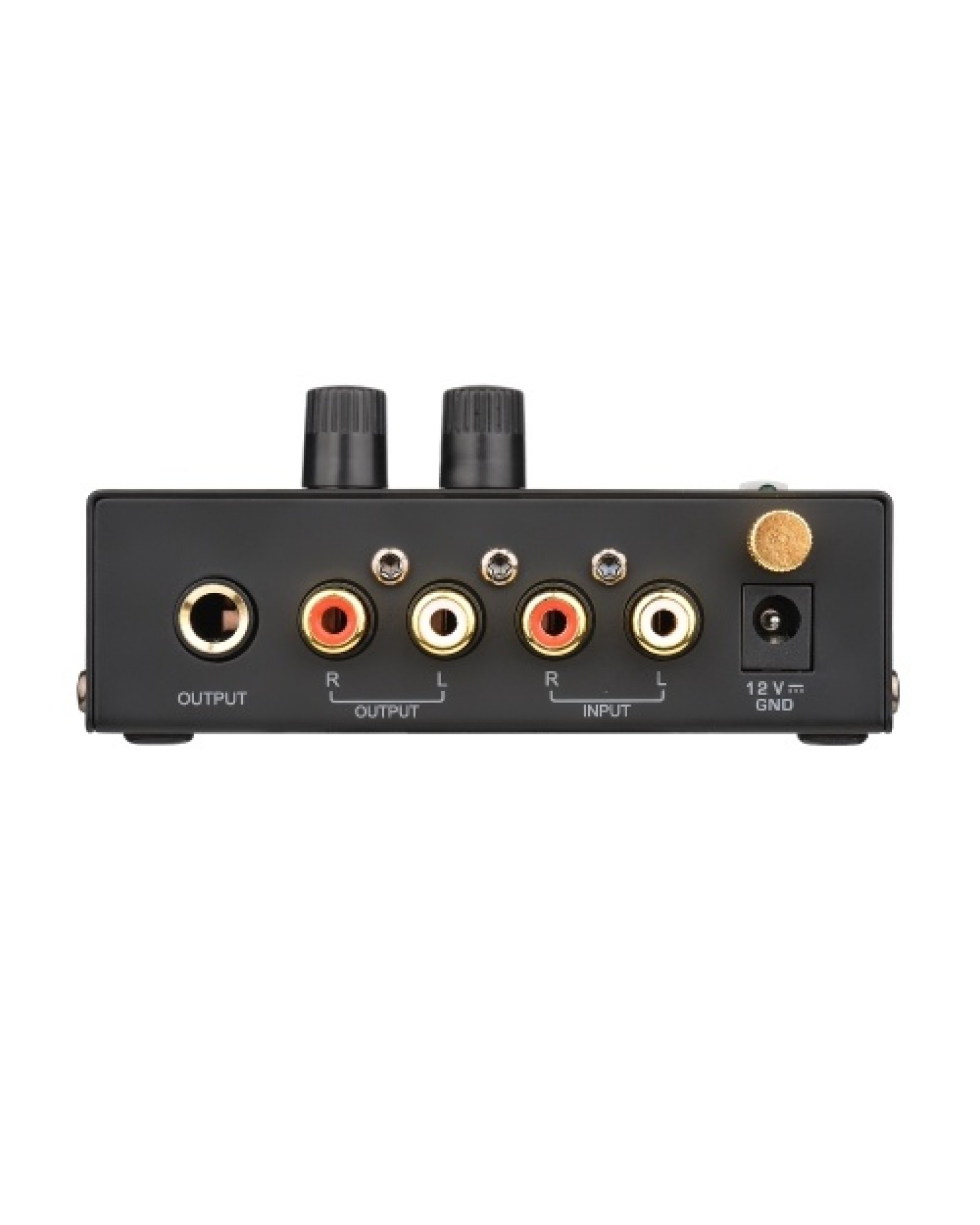 M/M Phono Preamp with Power Switch Ultra-compact Preamplifier with Level &amp; Volume Control RCA Input &amp; Output 1/4 Inch TR