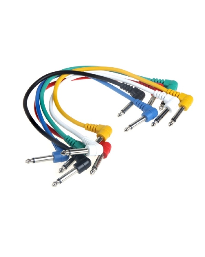 Set of 6pcs Colorful Guitar Patch Cables Angled for Guitar Effect Pedals