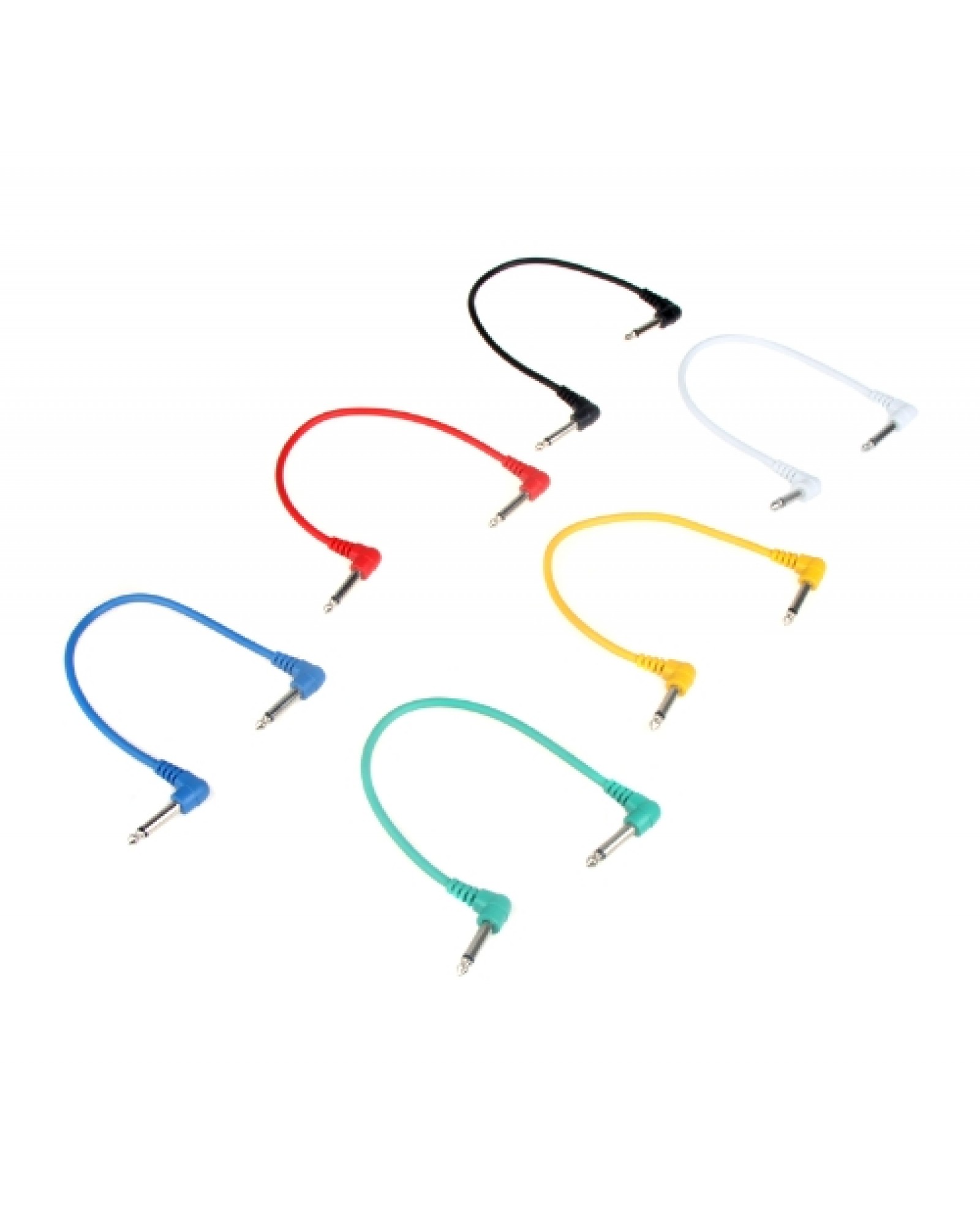Set of 6pcs Colorful Guitar Patch Cables Angled for Guitar Effect Pedals