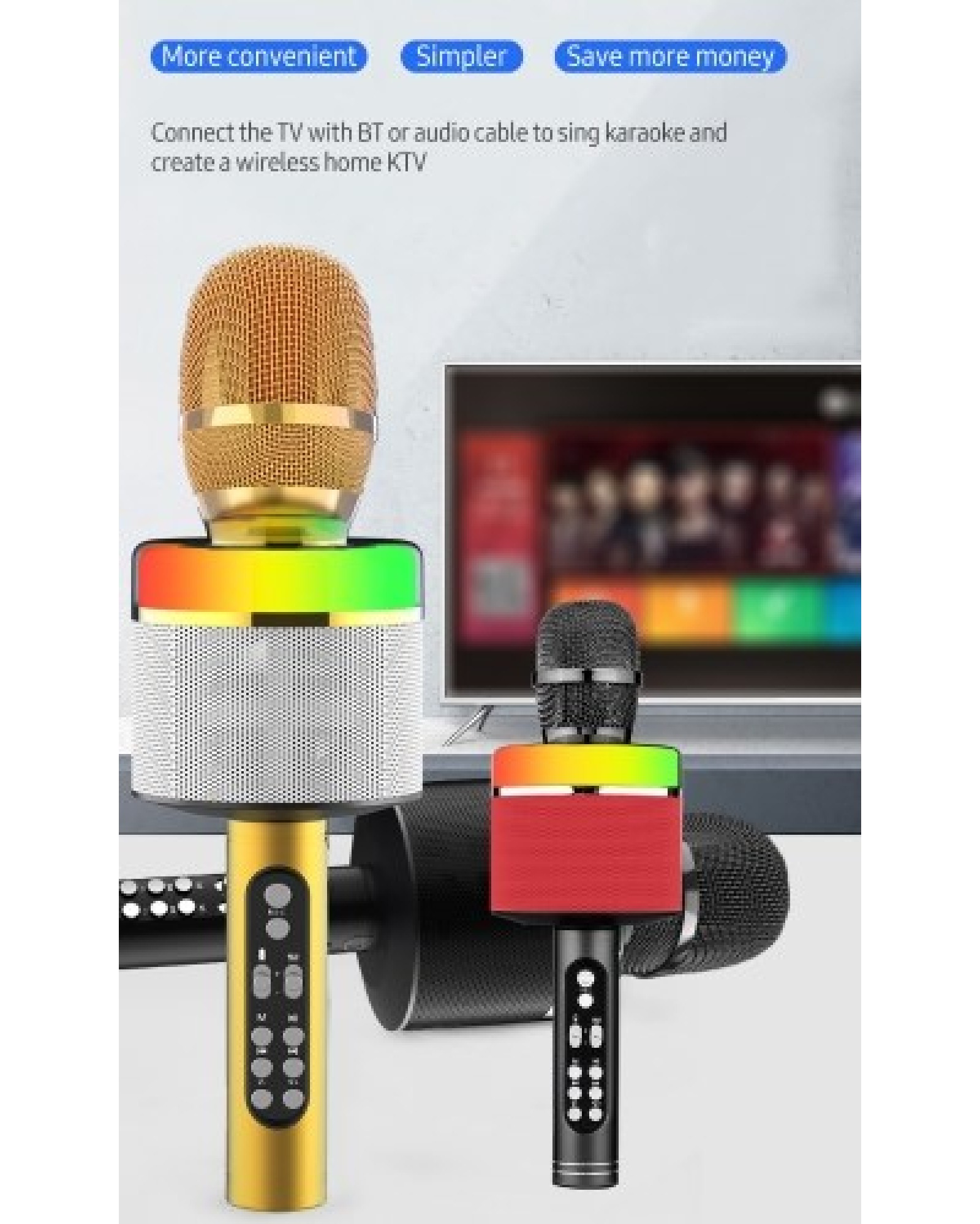 Wireless BT Karaoke Microphone Portable Handheld Mic Speaker Machine