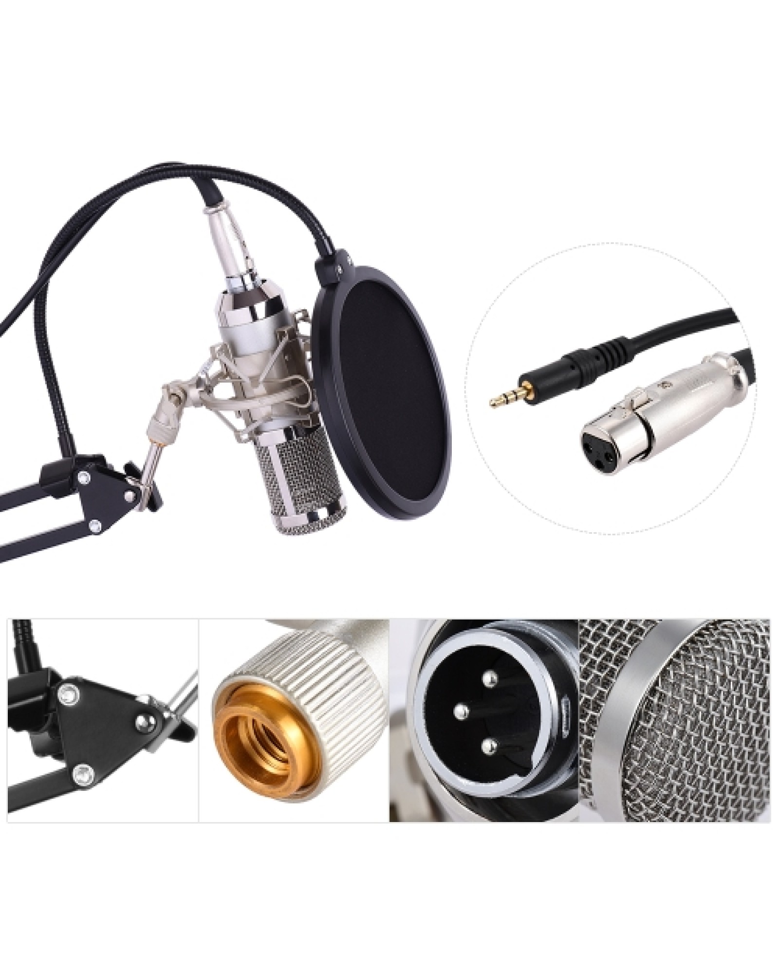 Professional Studio Broadcasting Recording Condenser Microphone Mic Kit Set